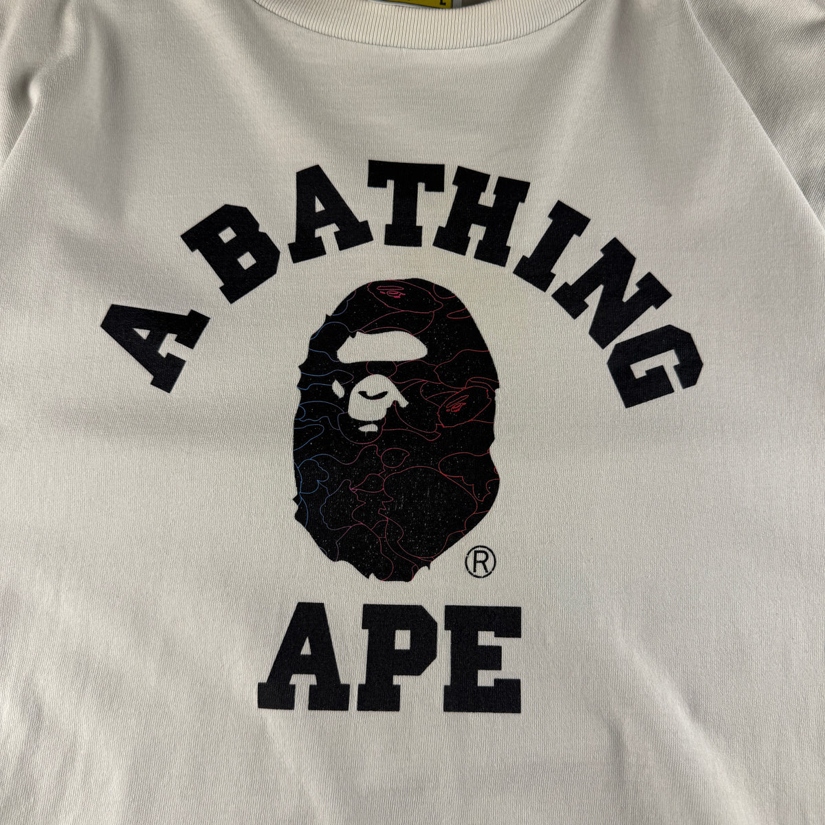 BAPE Neon Camo College White Tee (L)