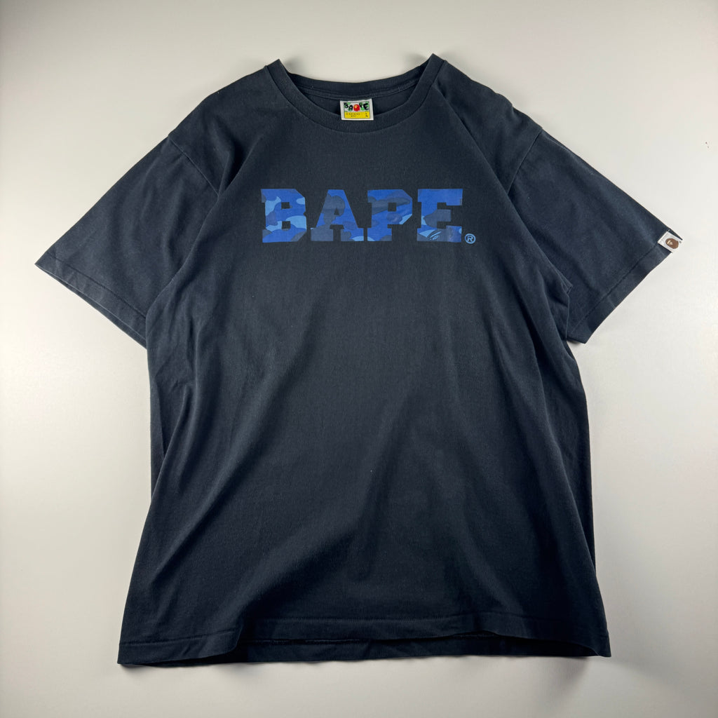 BAPE Camo Spellout Black Tee (L)