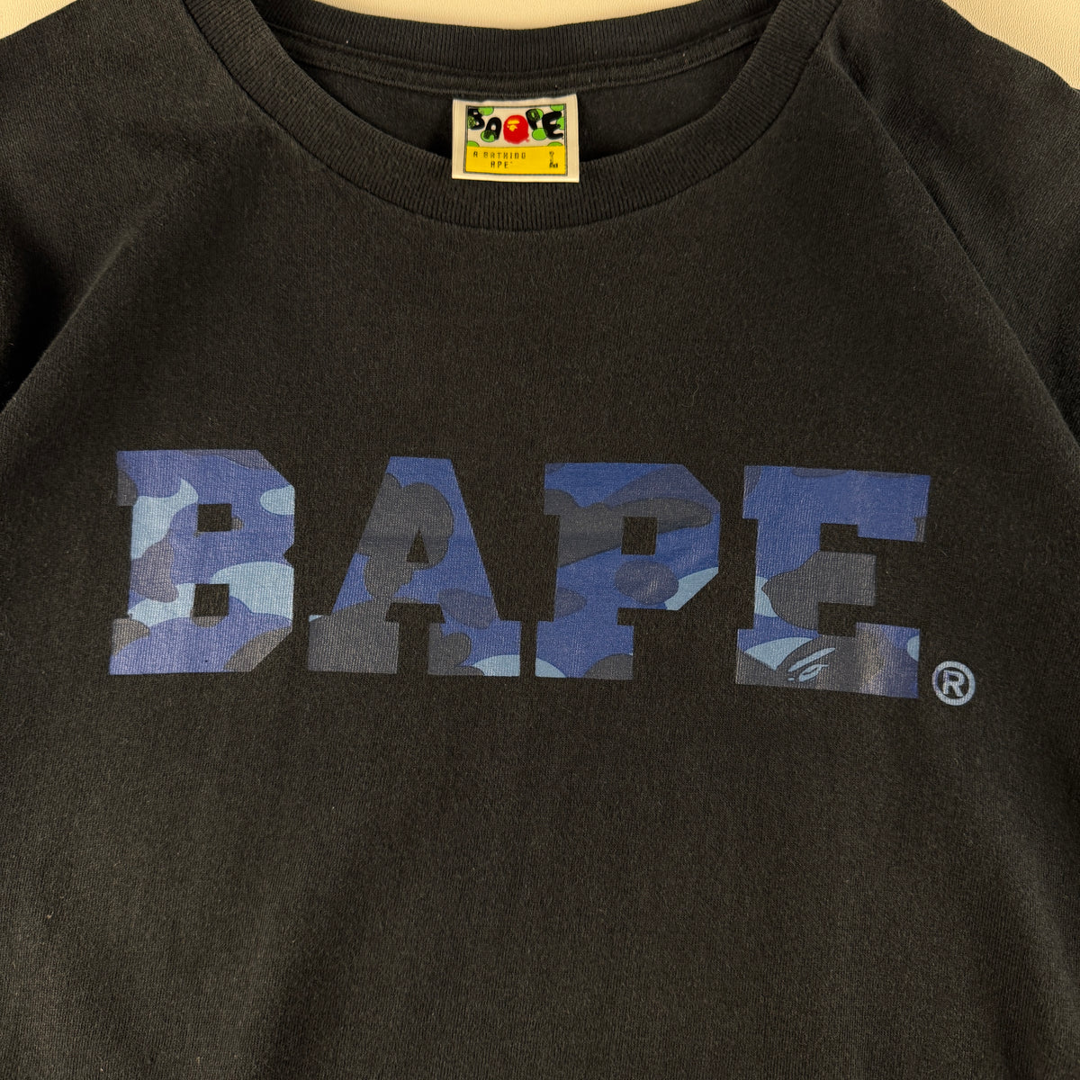 BAPE Camo Spellout Black Tee (L)