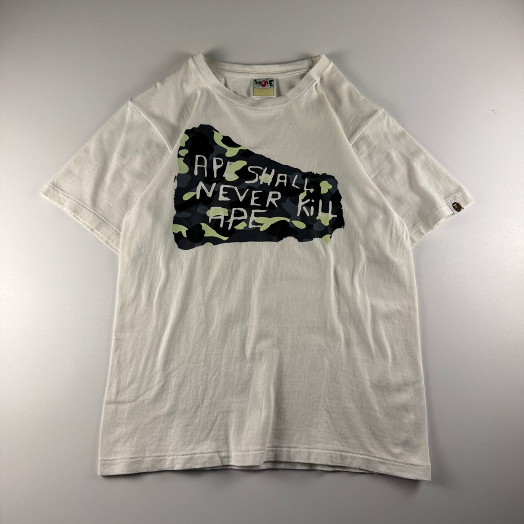 BAPE Ape Should Never Kill Ape White Tee (S)