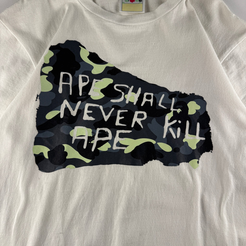 BAPE Ape Should Never Kill Ape White Tee (S)