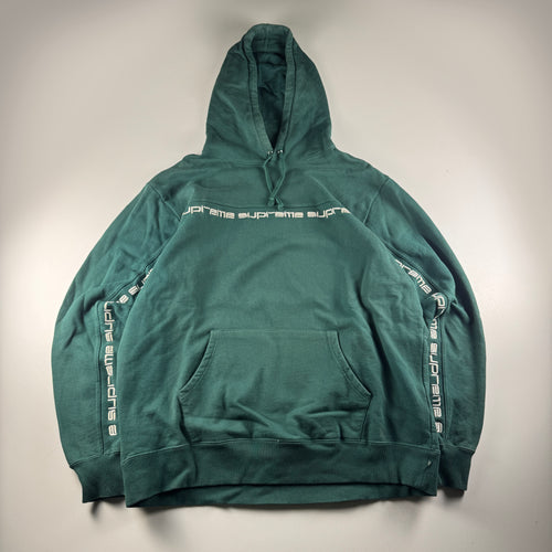 Supreme Text Stripe Green Hoodie (XL)