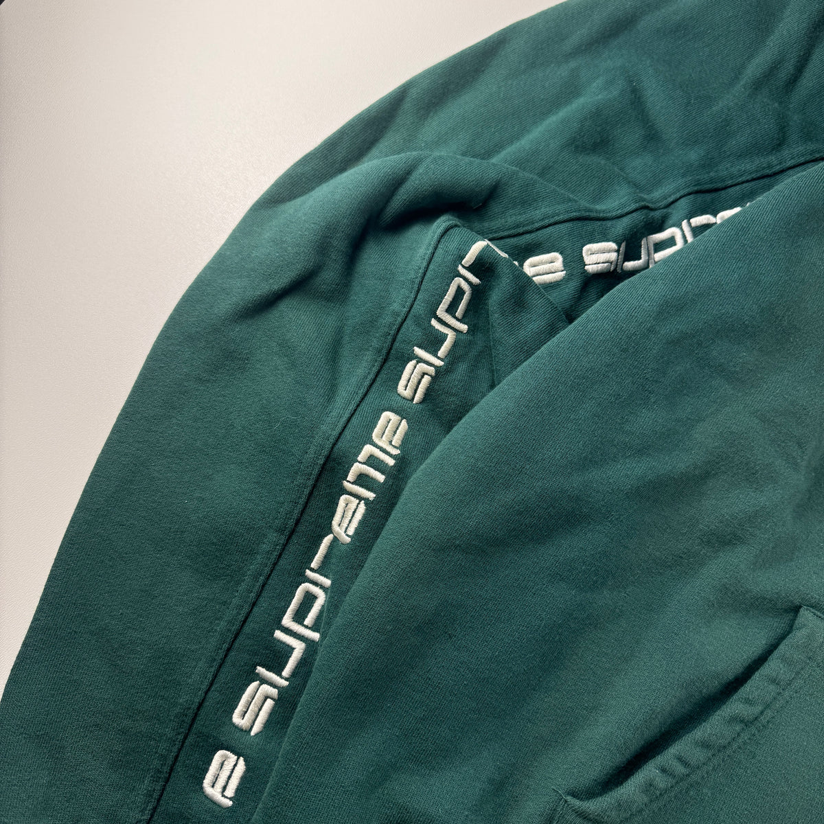Supreme Text Stripe Green Hoodie (XL)