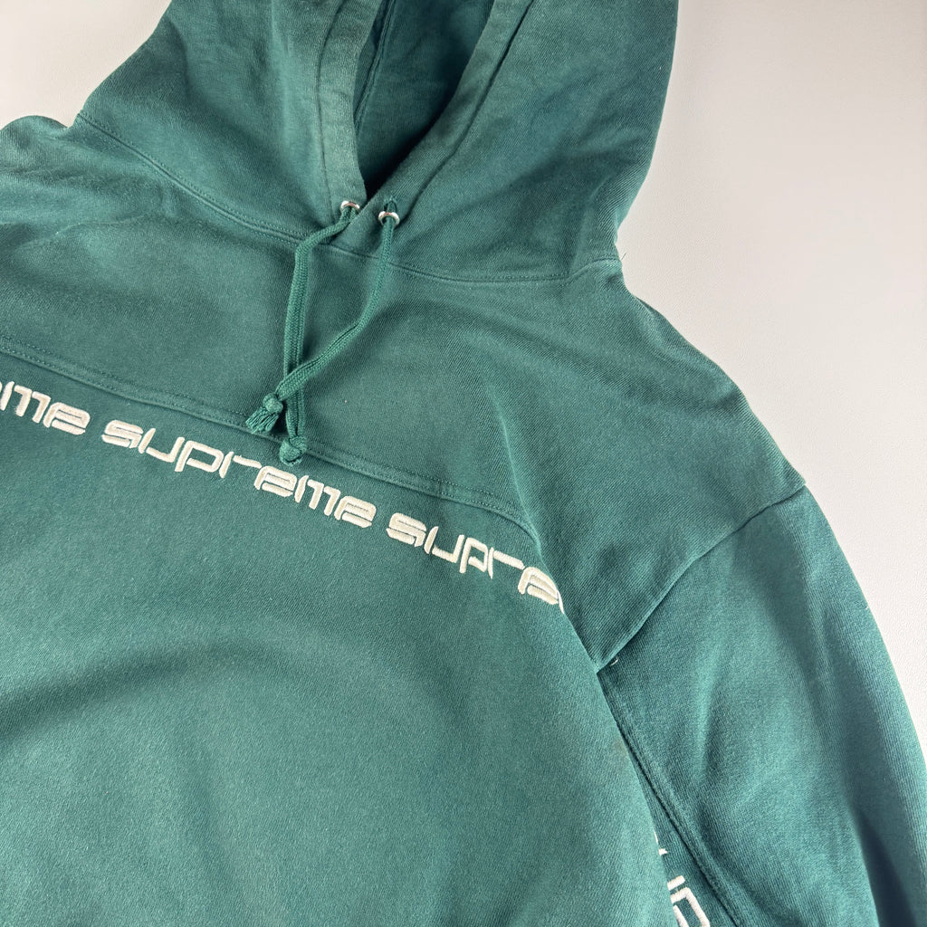 Supreme Text Stripe Green Hoodie (XL)