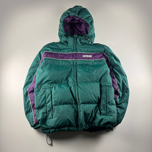 Supreme Stripe Panel Down Green Puffer Jacket (M)