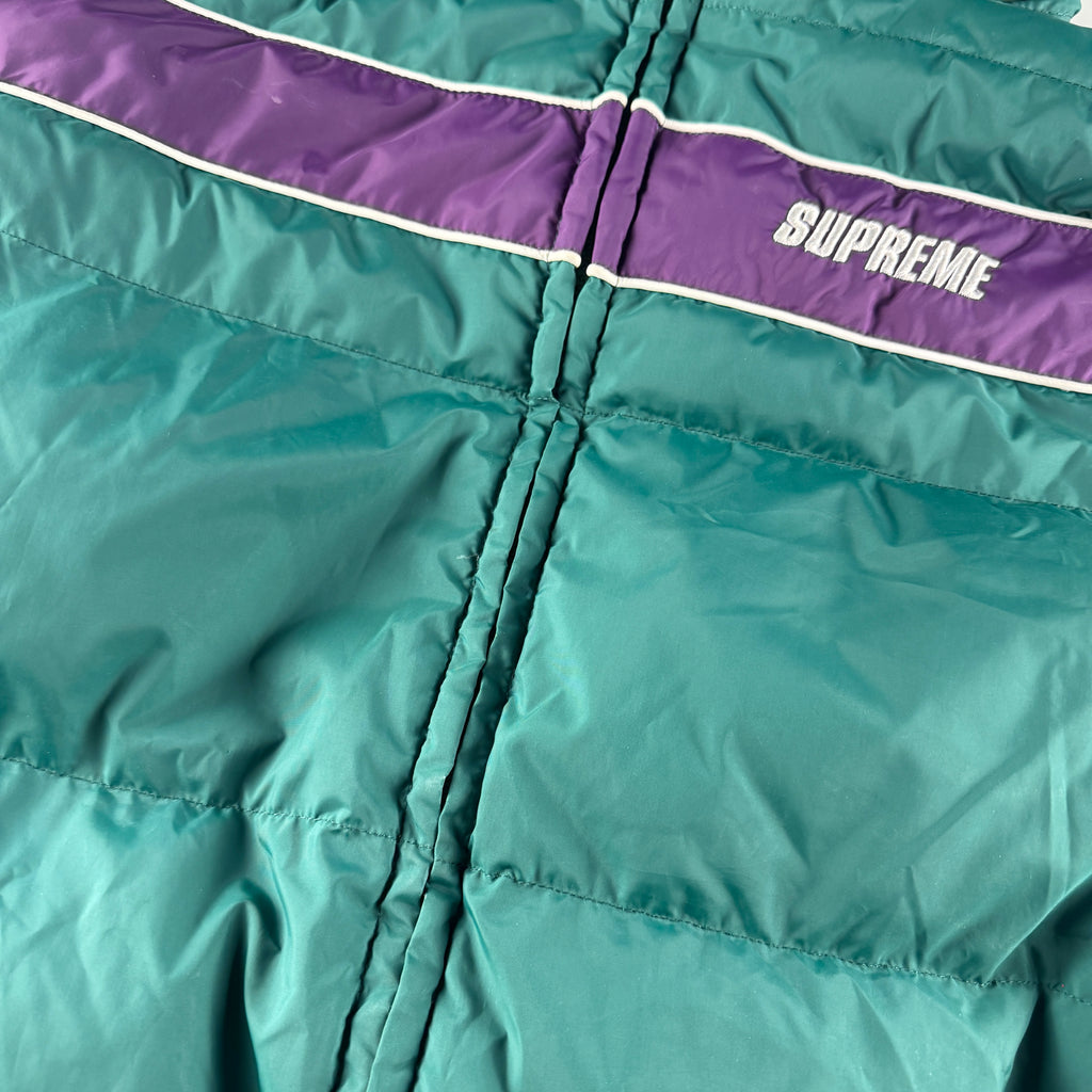 Supreme Stripe Panel Down Green Puffer Jacket (M)