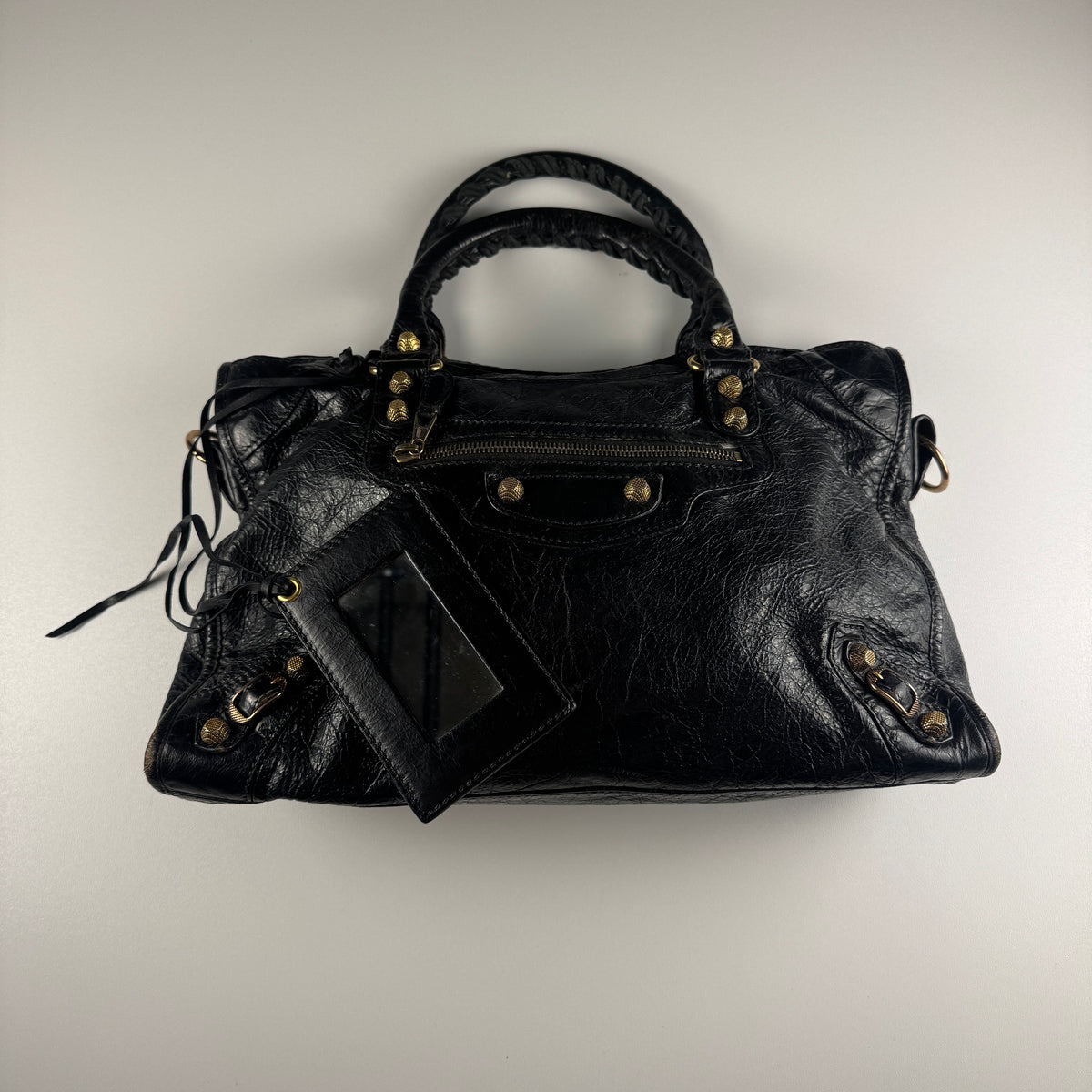 Balenciaga Black Gold Hardware City Bag