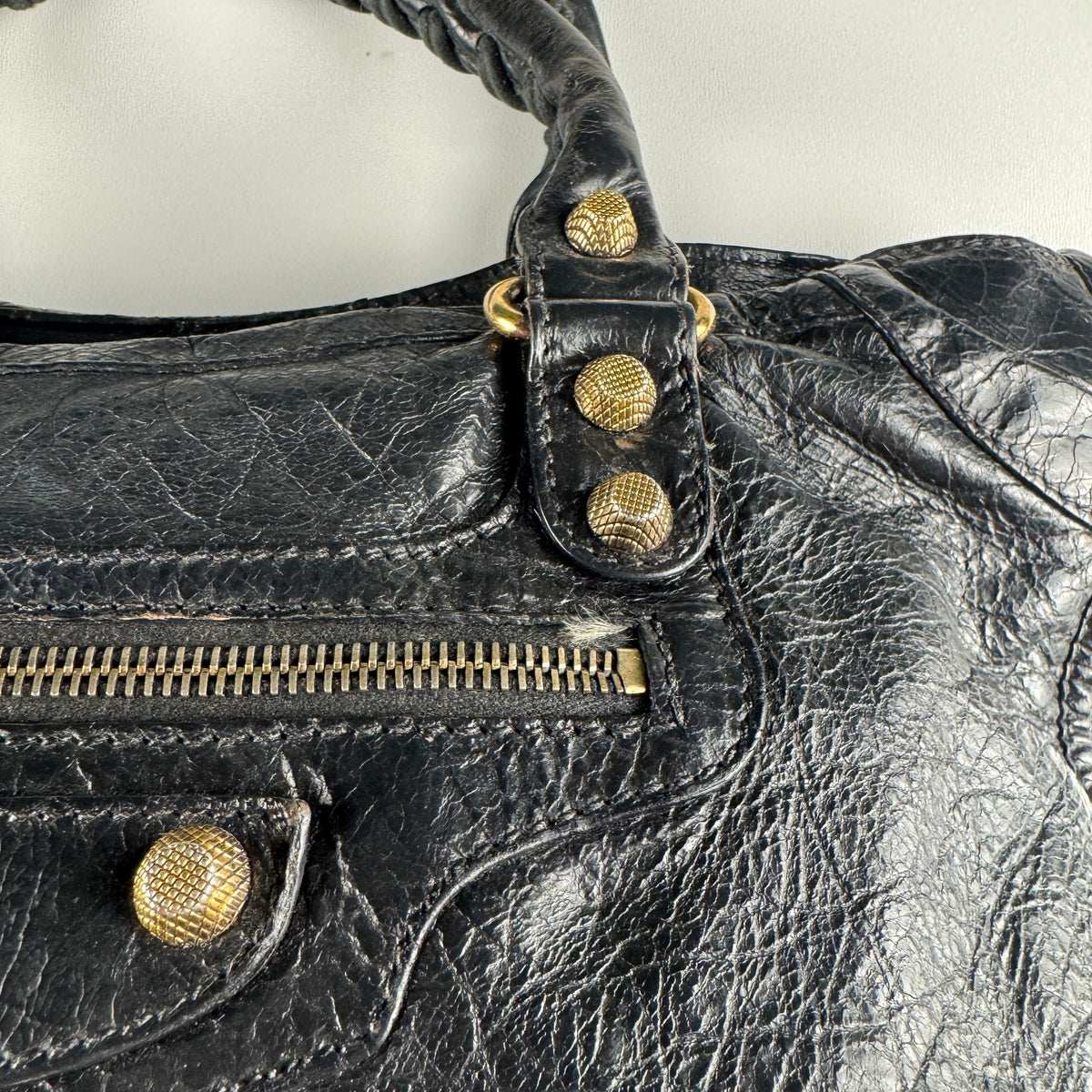 Balenciaga Black Gold Hardware City Bag
