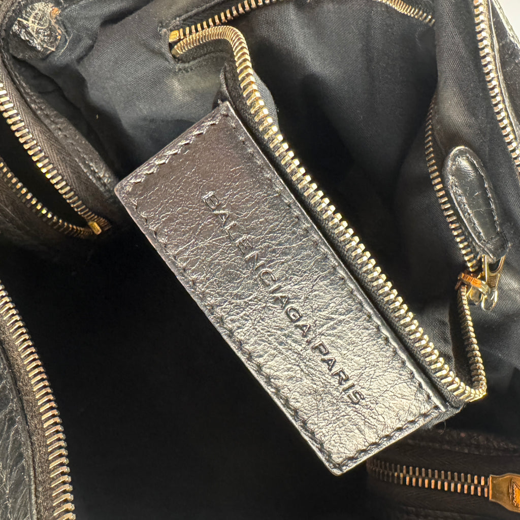 Balenciaga Black Gold Hardware City Bag