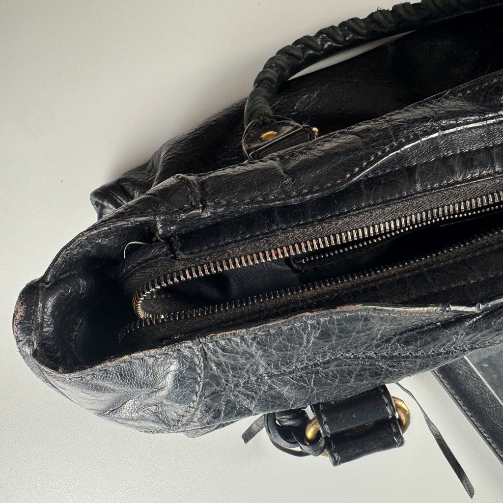Balenciaga Black Gold Hardware City Bag