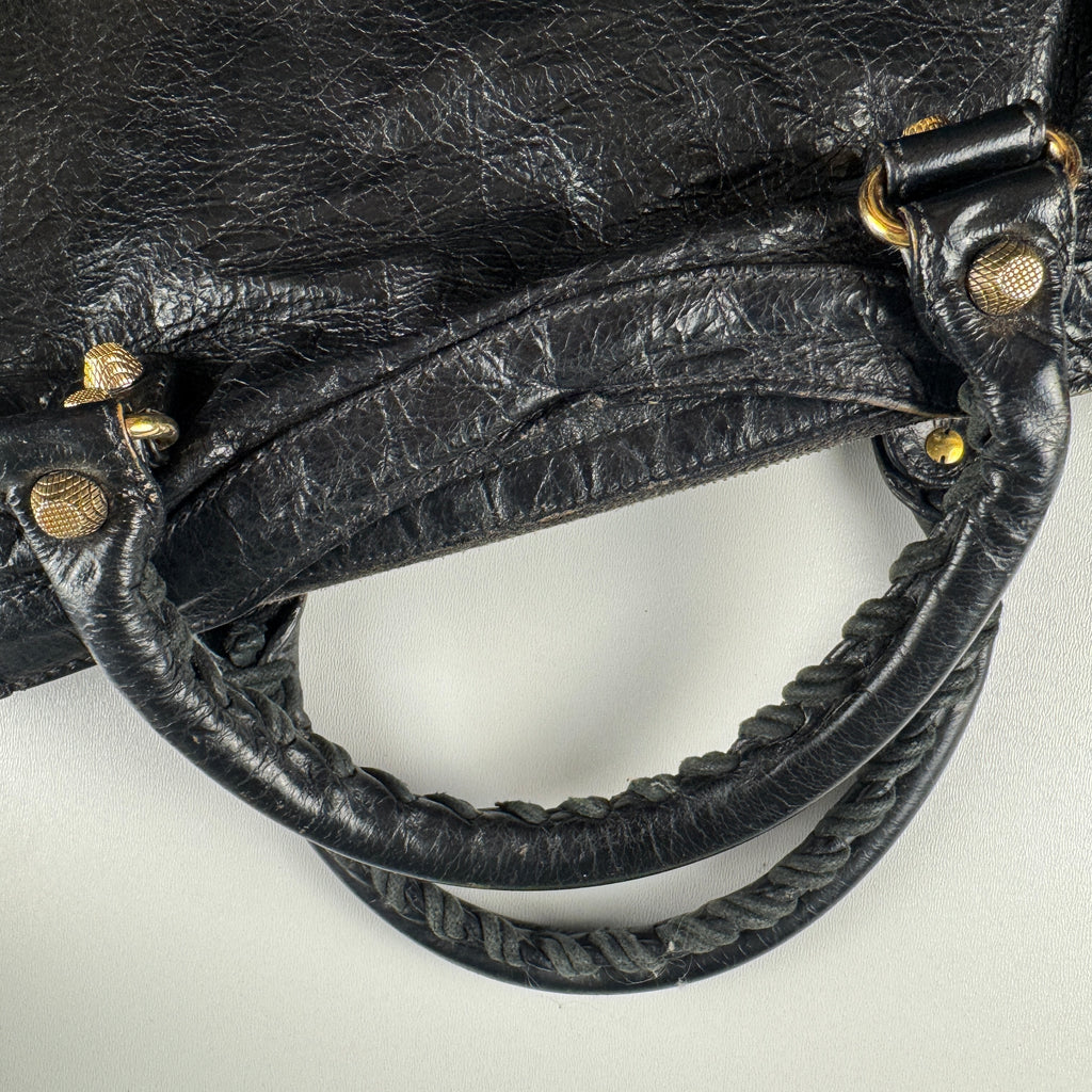 Balenciaga Black Gold Hardware City Bag