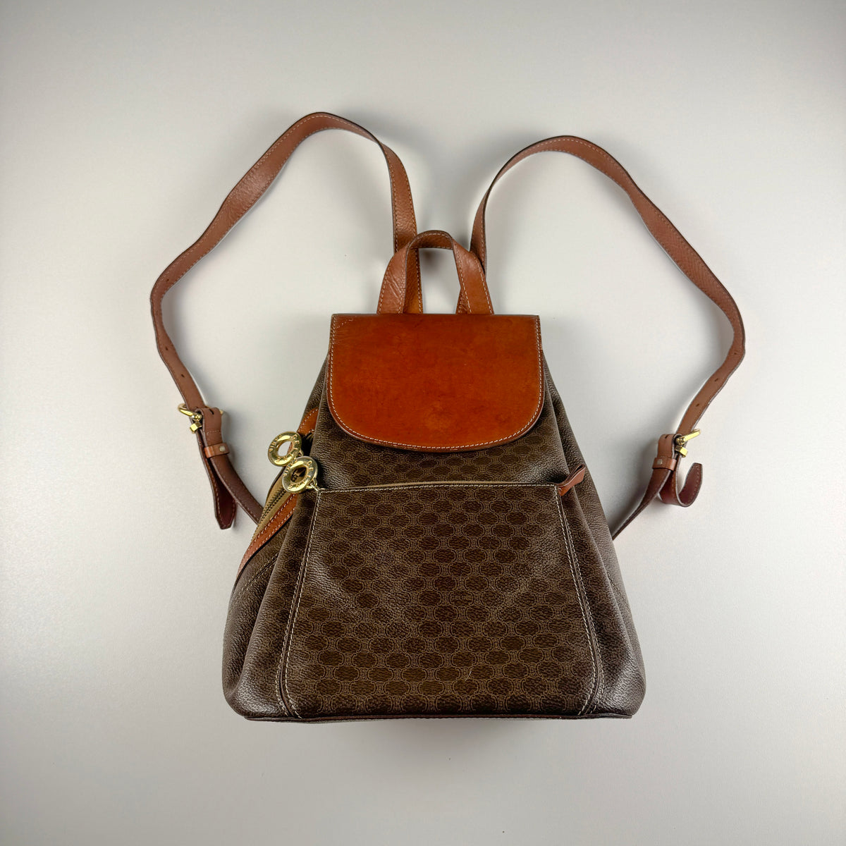 Celine Macadam Canvas Backpack Brown