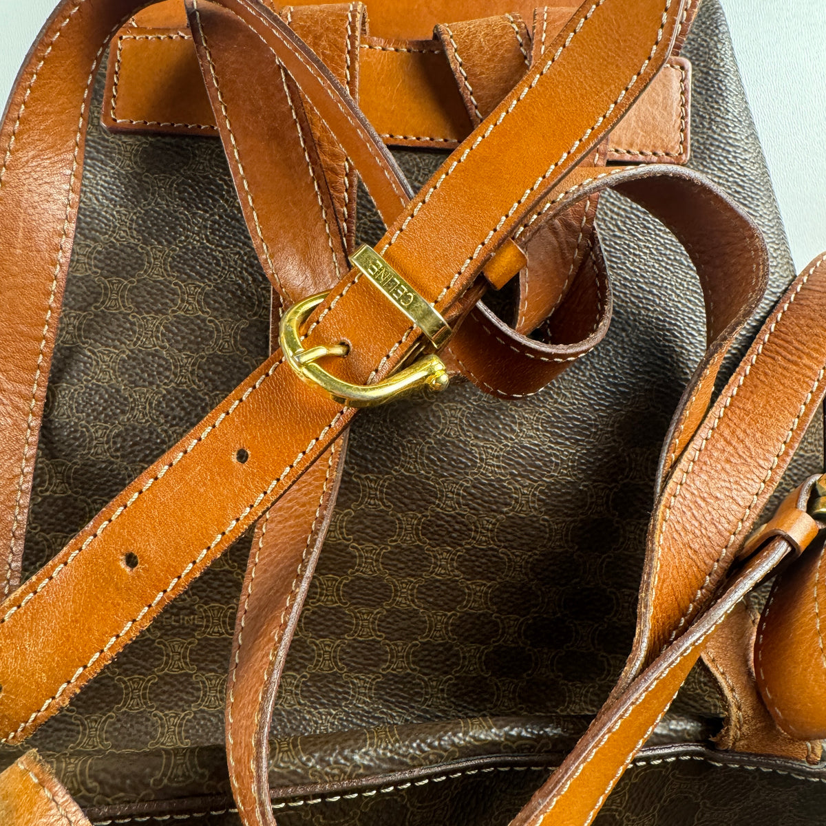 Celine Macadam Canvas Backpack Brown
