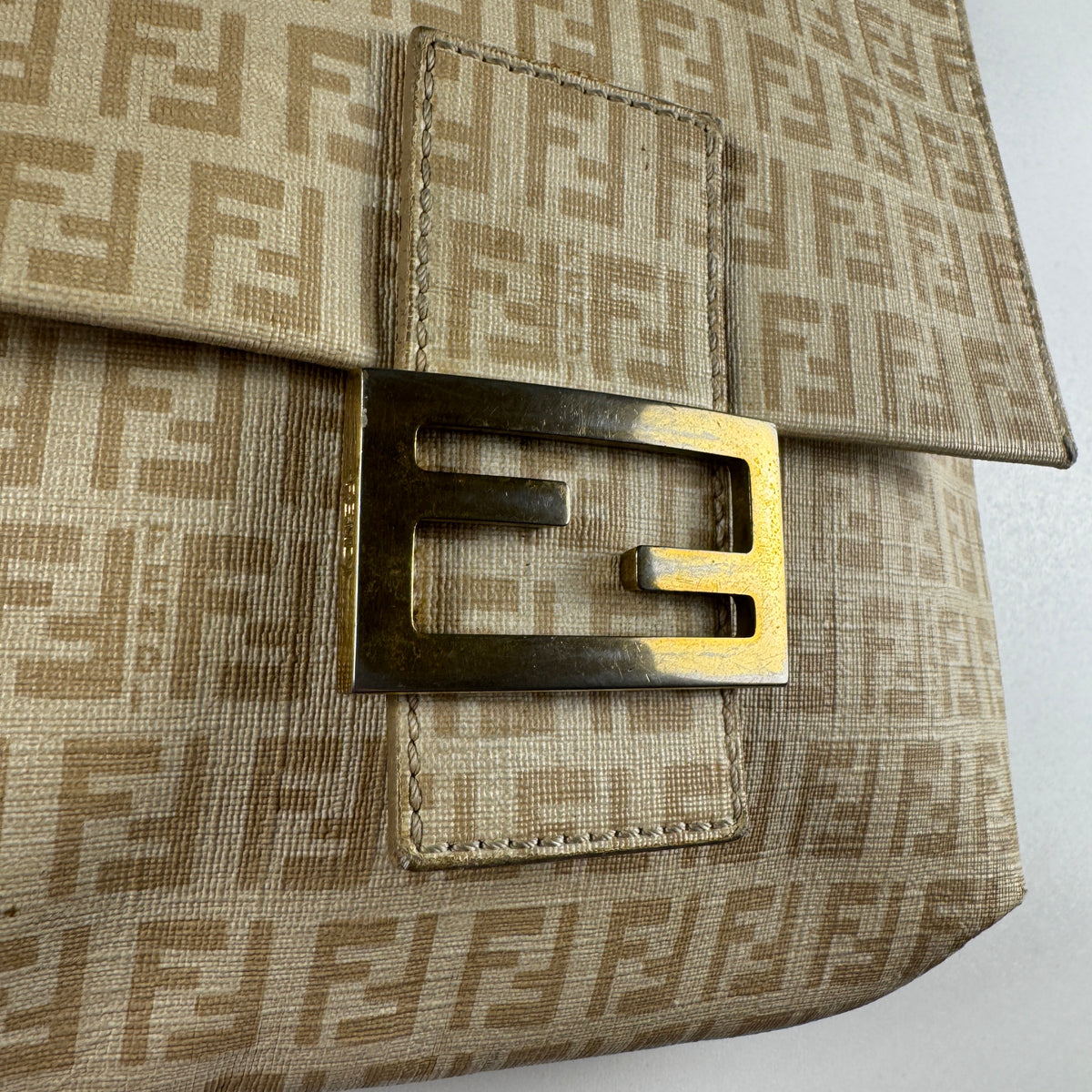 Fendi Zucchino Crossbody Beige FF Messenger Bag