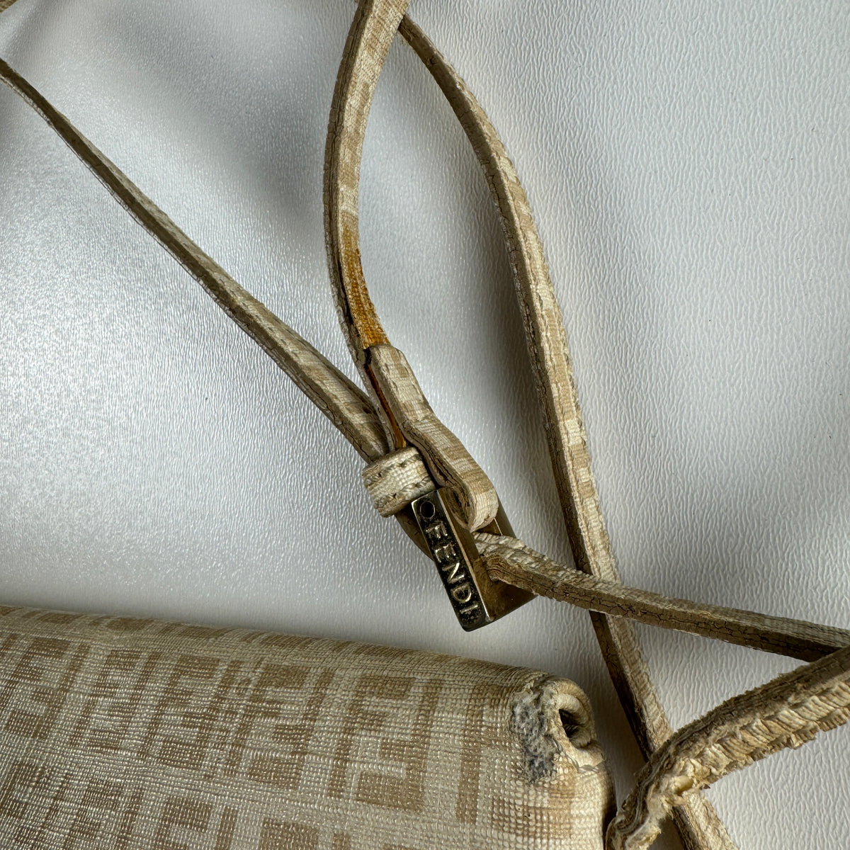 Fendi Zucchino Crossbody Beige FF Messenger Bag