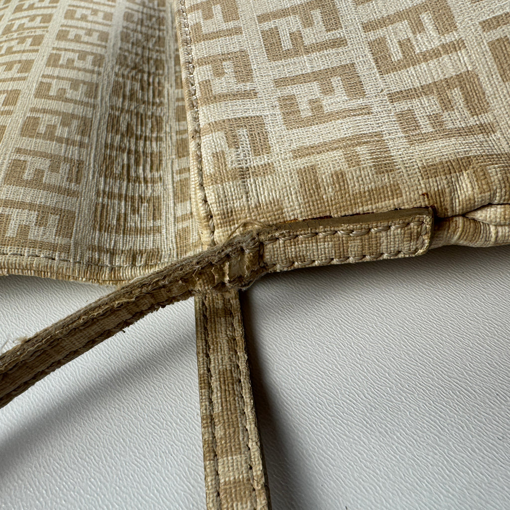 Fendi Zucchino Crossbody Beige FF Messenger Bag
