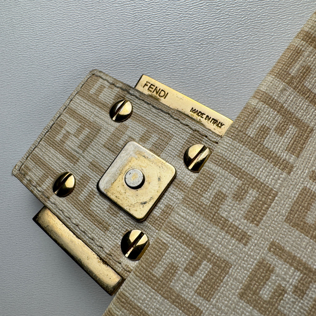 Fendi Zucchino Crossbody Beige FF Messenger Bag