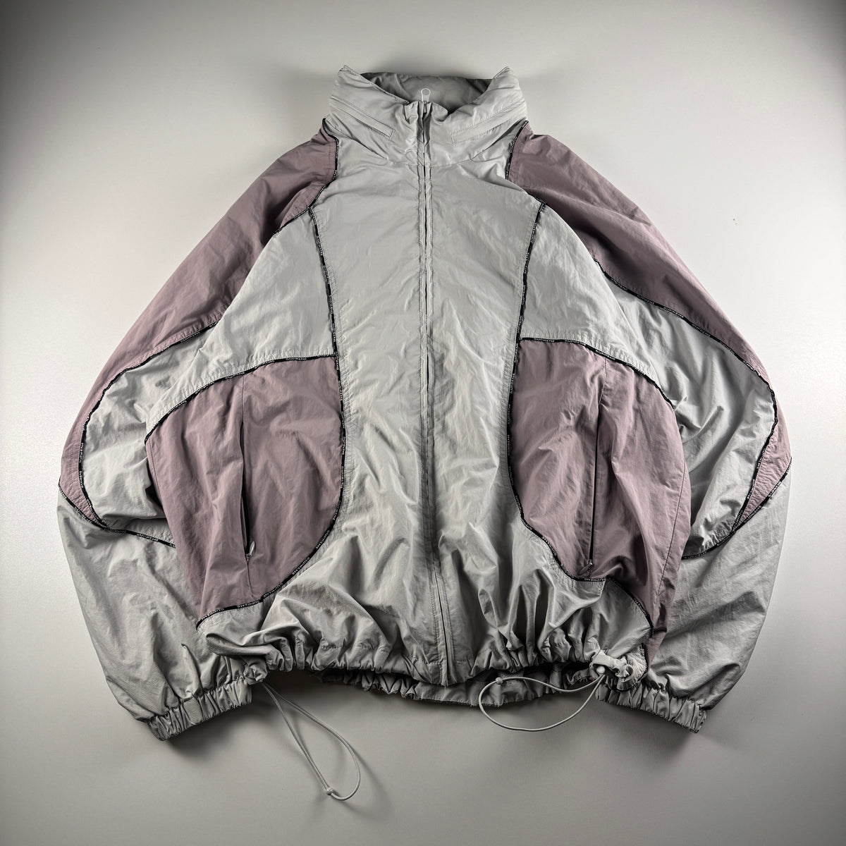 Supreme Logo Piping Hooded Grey Track Jacket (XL)