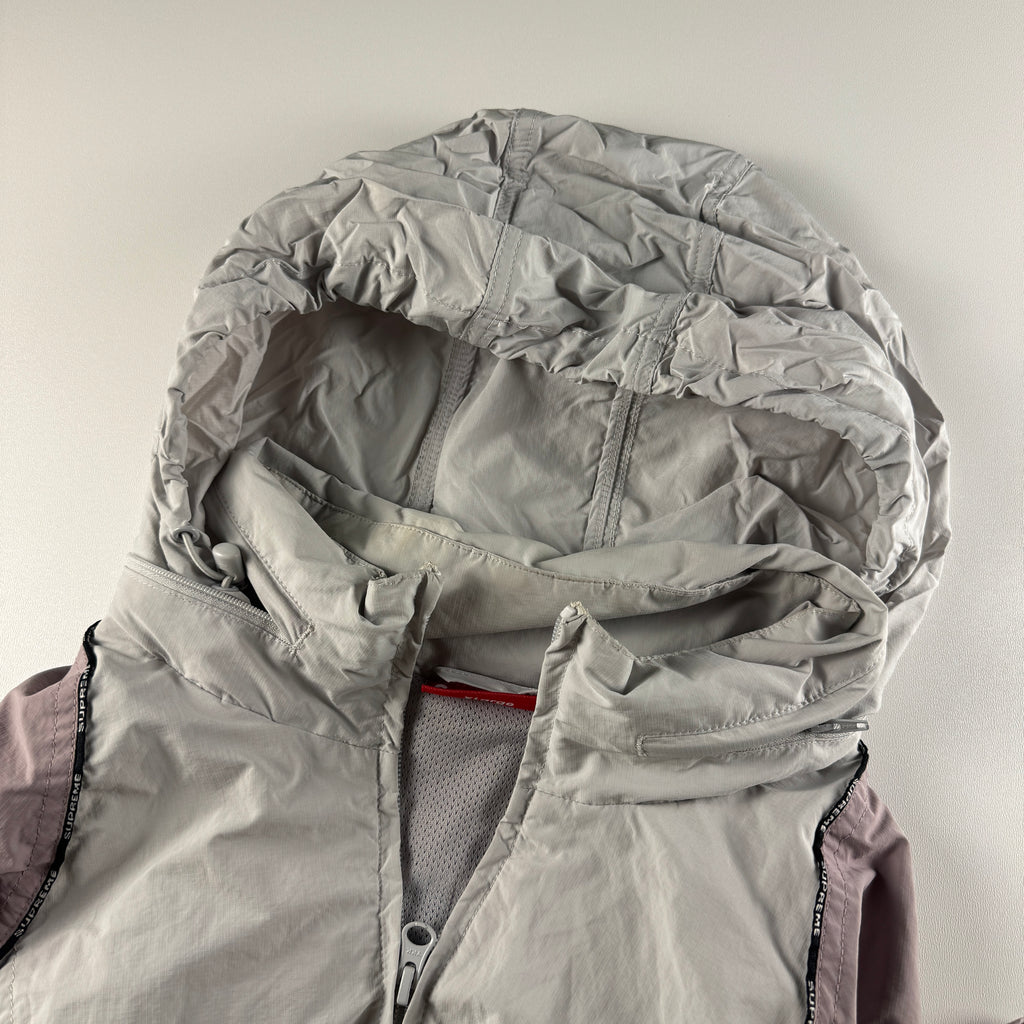 Supreme Logo Piping Hooded Grey Track Jacket (XL)