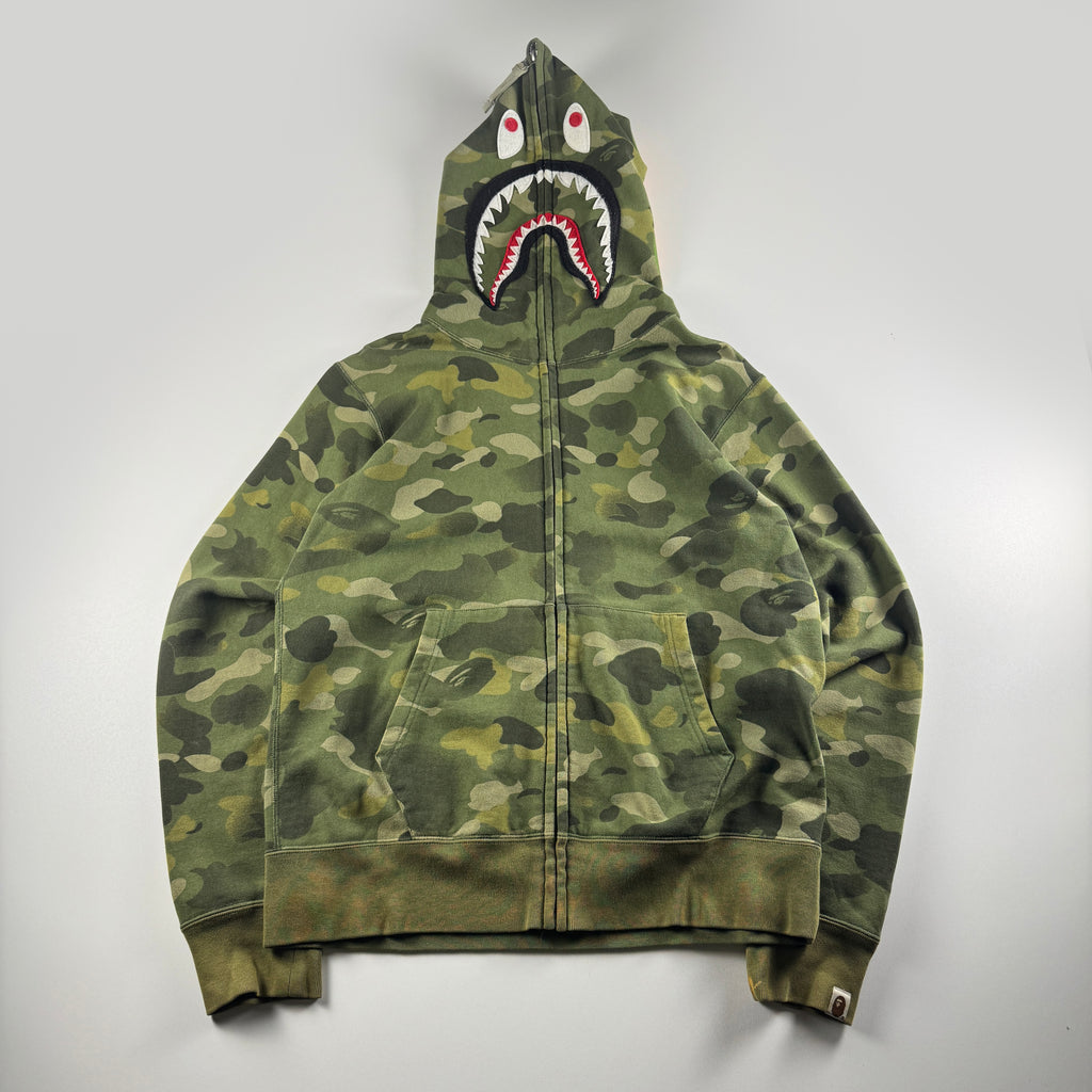 BAPE Green Camo Shark Hoodie (L)