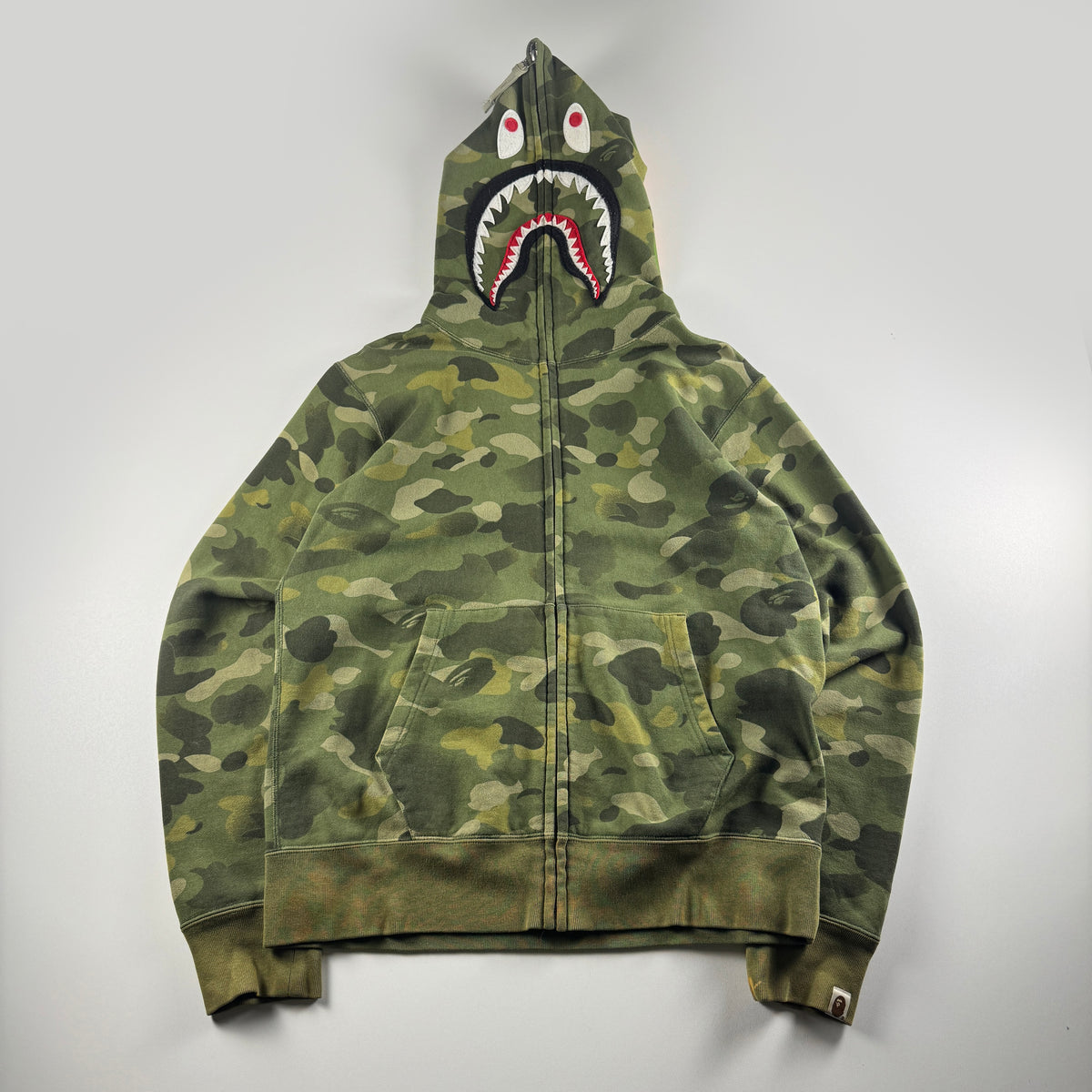 BAPE Green Camo Shark Hoodie (L)
