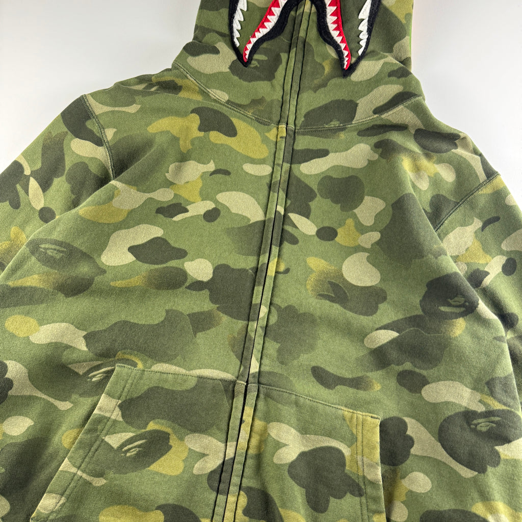 BAPE Green Camo Shark Hoodie (L)