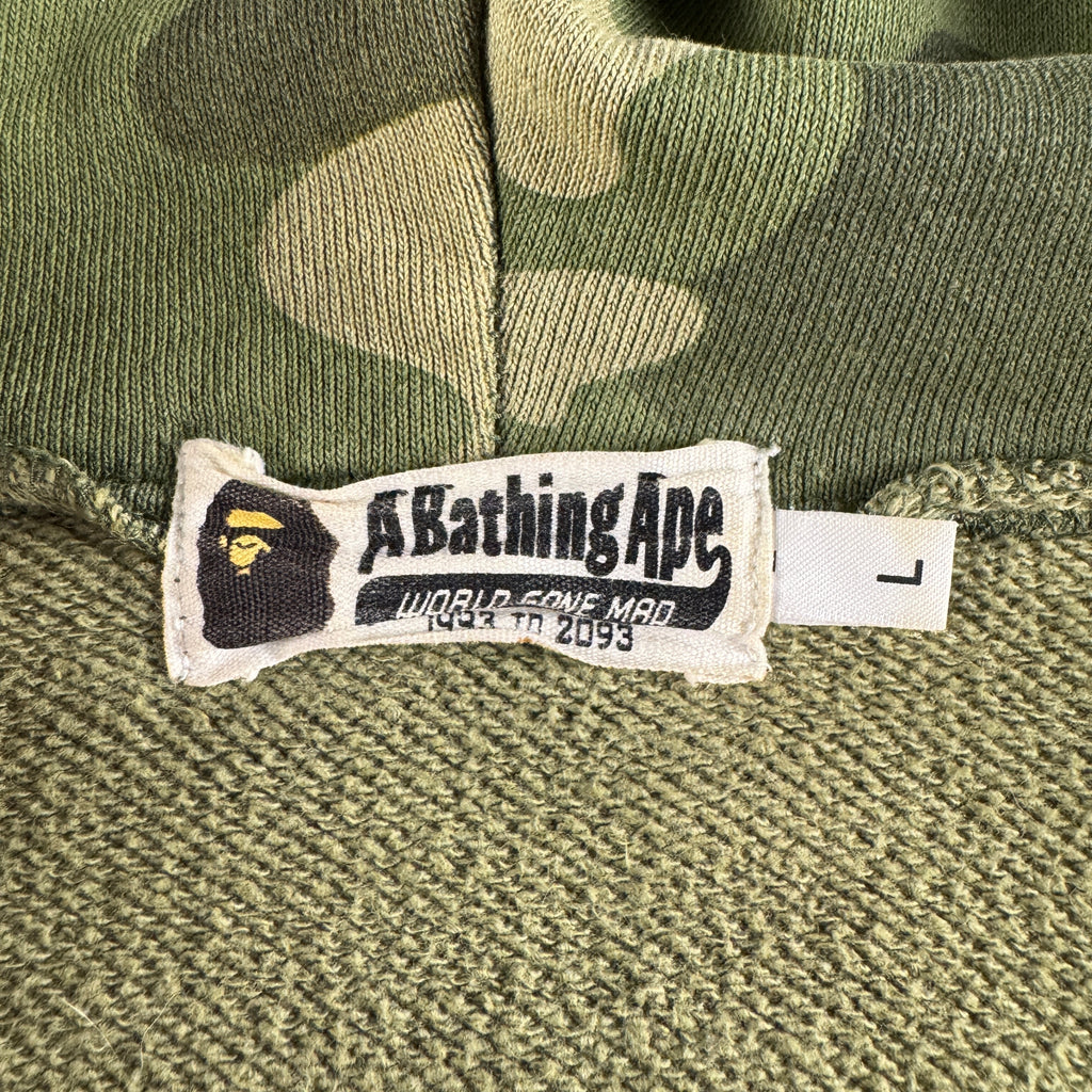 BAPE Green Camo Shark Hoodie (L)