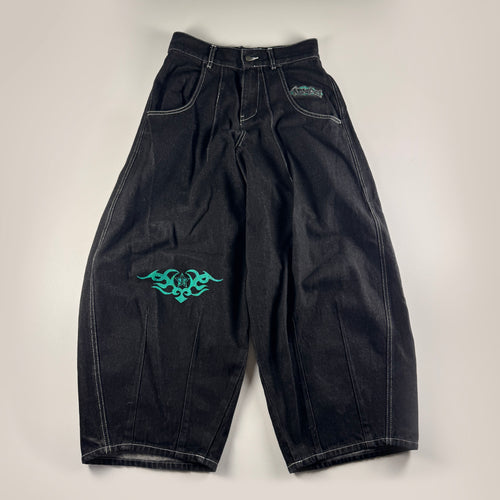 9090 Ultra Baggy Techno Balloon Black Pants (L)