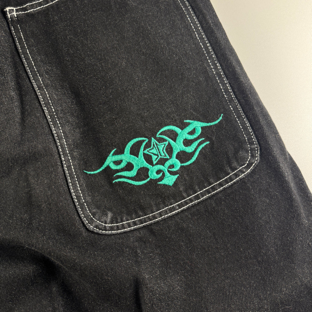 9090 Ultra Baggy Techno Balloon Black Pants (L)