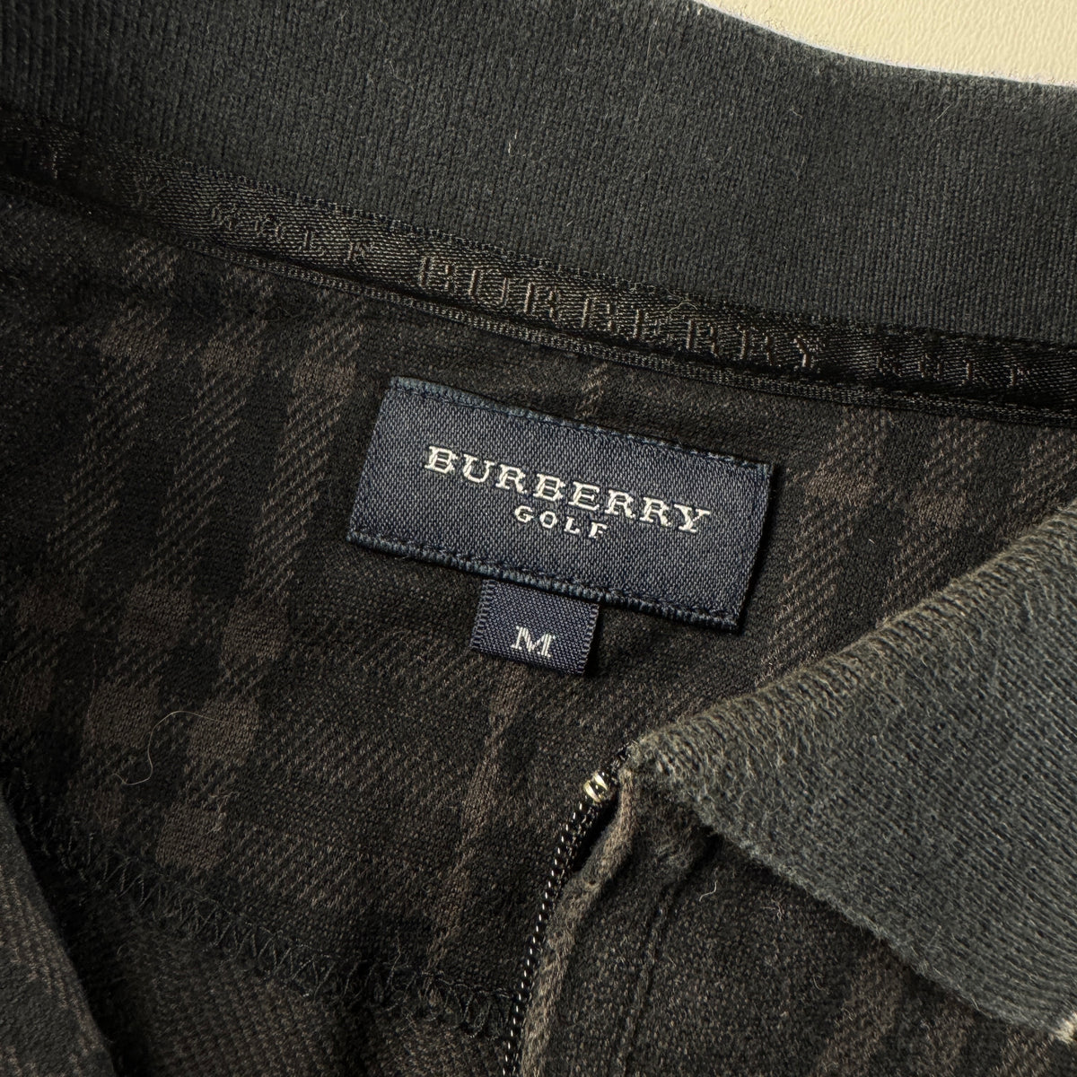 Burberry Golf Faded Grey Half Zip Long Sleeve Polo (M)