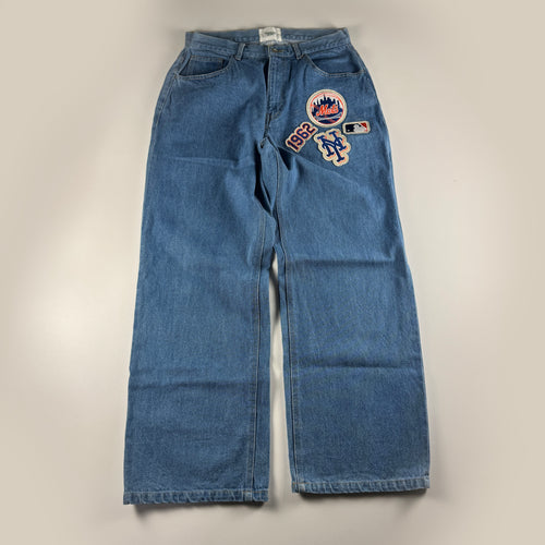 Younger Song Patch Wide Denim Blue Pants (M)