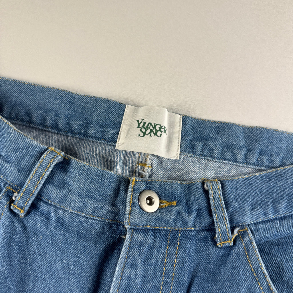 Younger Song Patch Wide Denim Blue Pants (M)