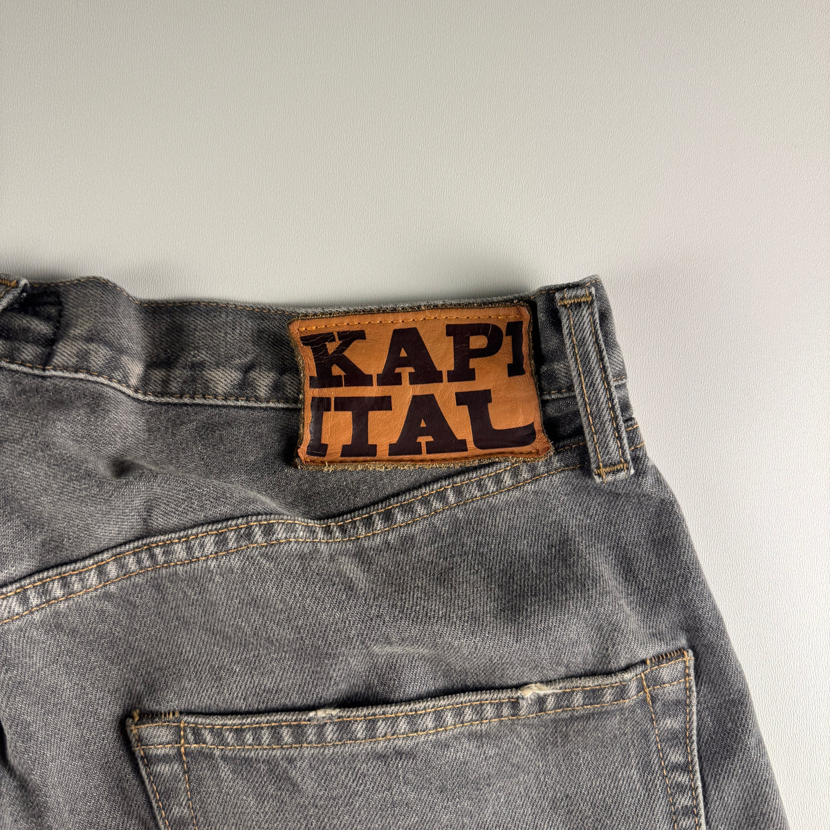 Kapital 14oz Black Denim Bone Embroidery 5P Shorts (M)