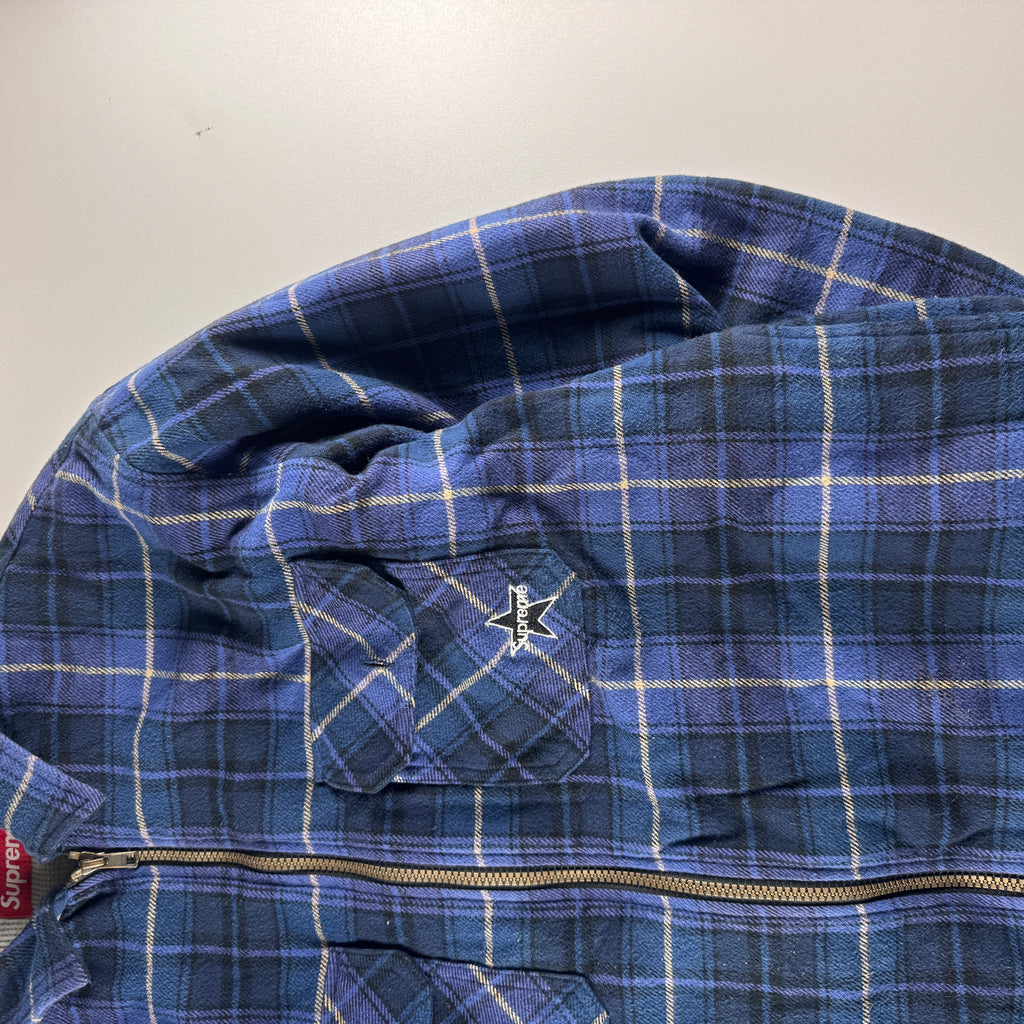 Supreme Thermal Lined Zip Up Blue Flannel Jacket (S)