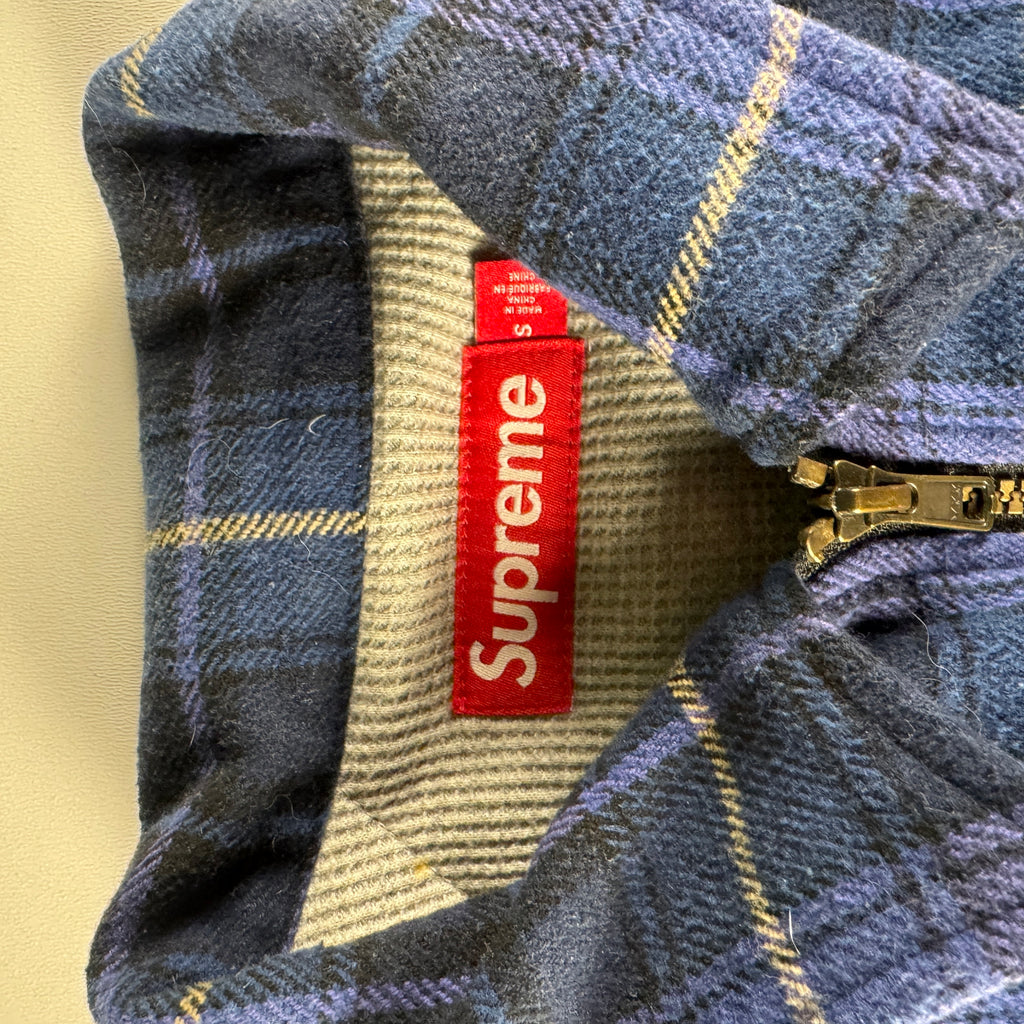 Supreme Thermal Lined Zip Up Blue Flannel Jacket (S)
