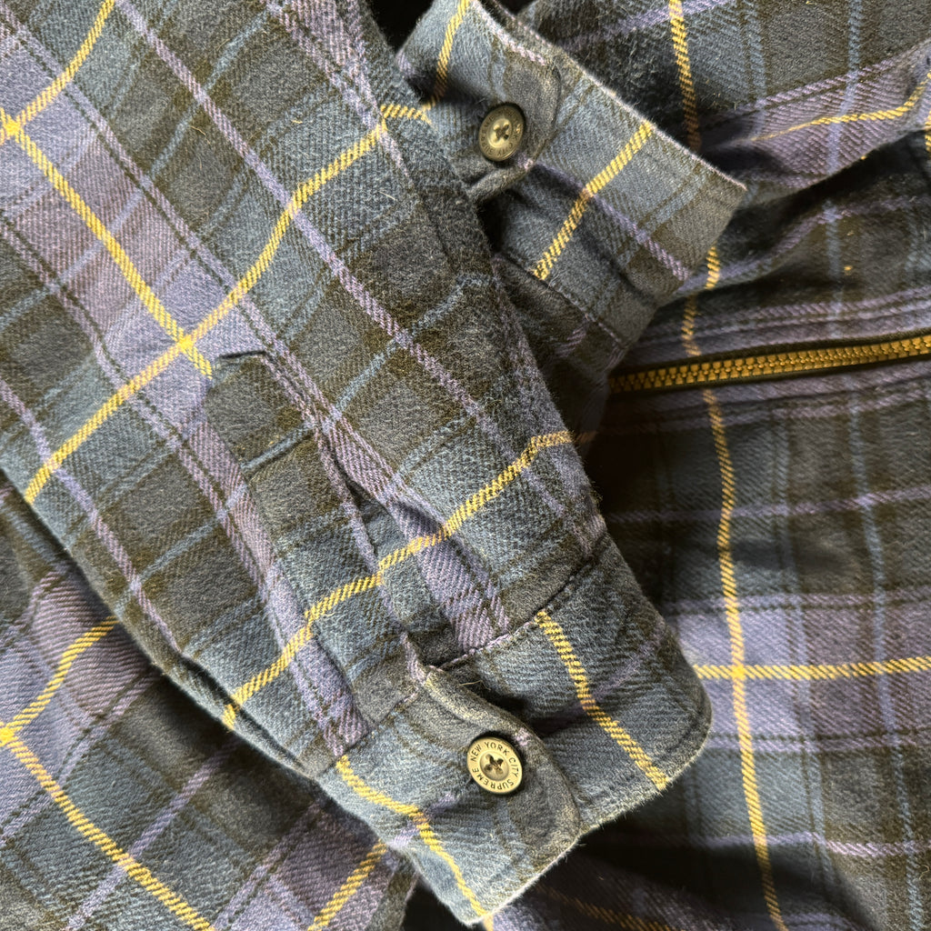 Supreme Thermal Lined Zip Up Blue Flannel Jacket (S)