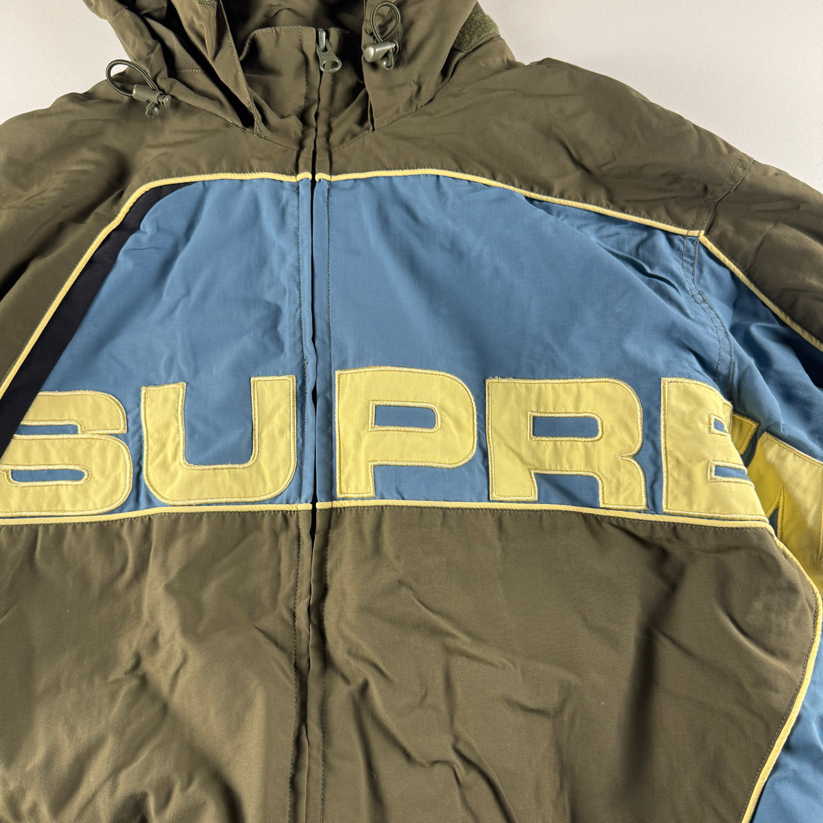 Supreme S Paneled Blue and Olive Track Jacket (S)