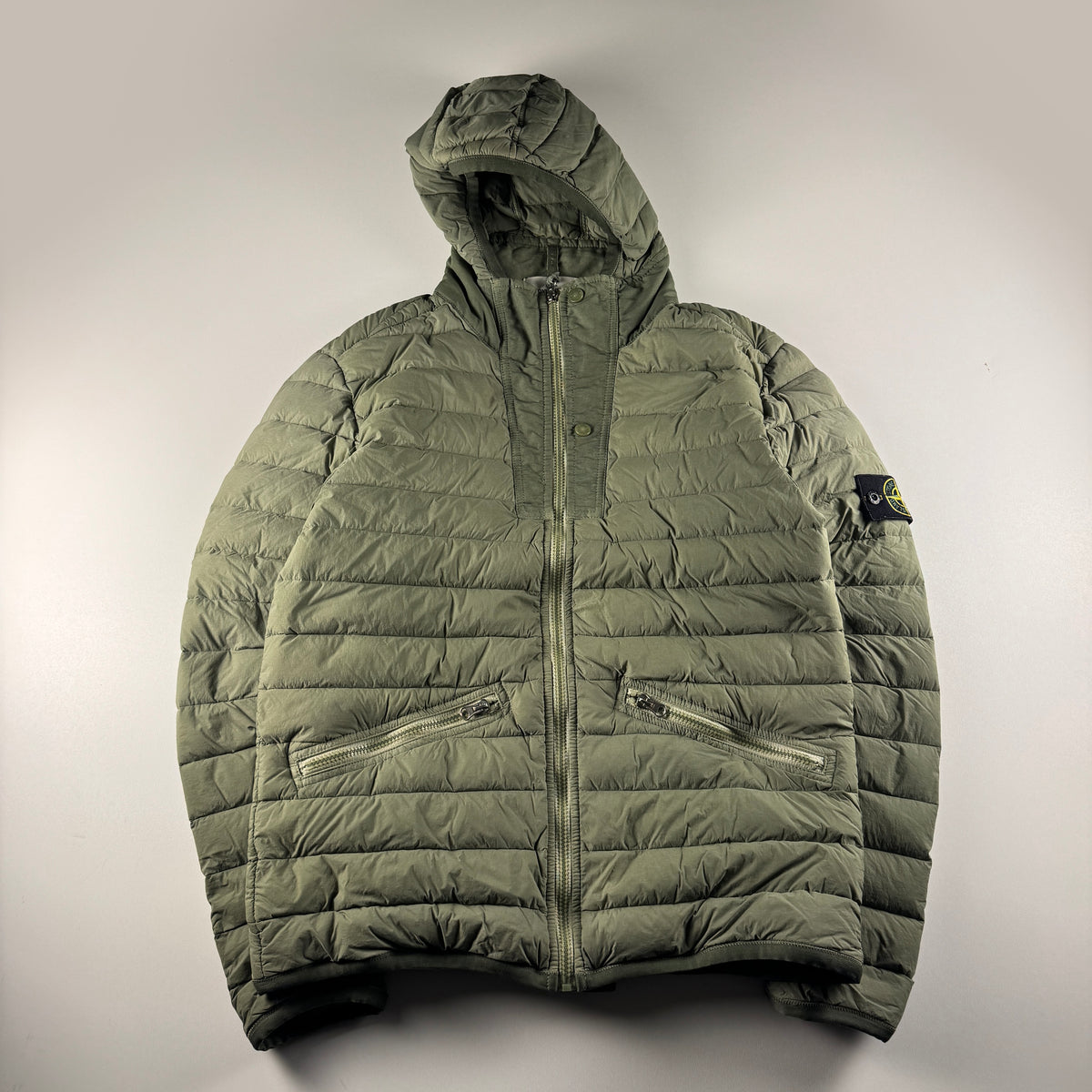 Stone Island Loom Woven Down Chambers Stretch Nylon-TC Green Jacket (M)
