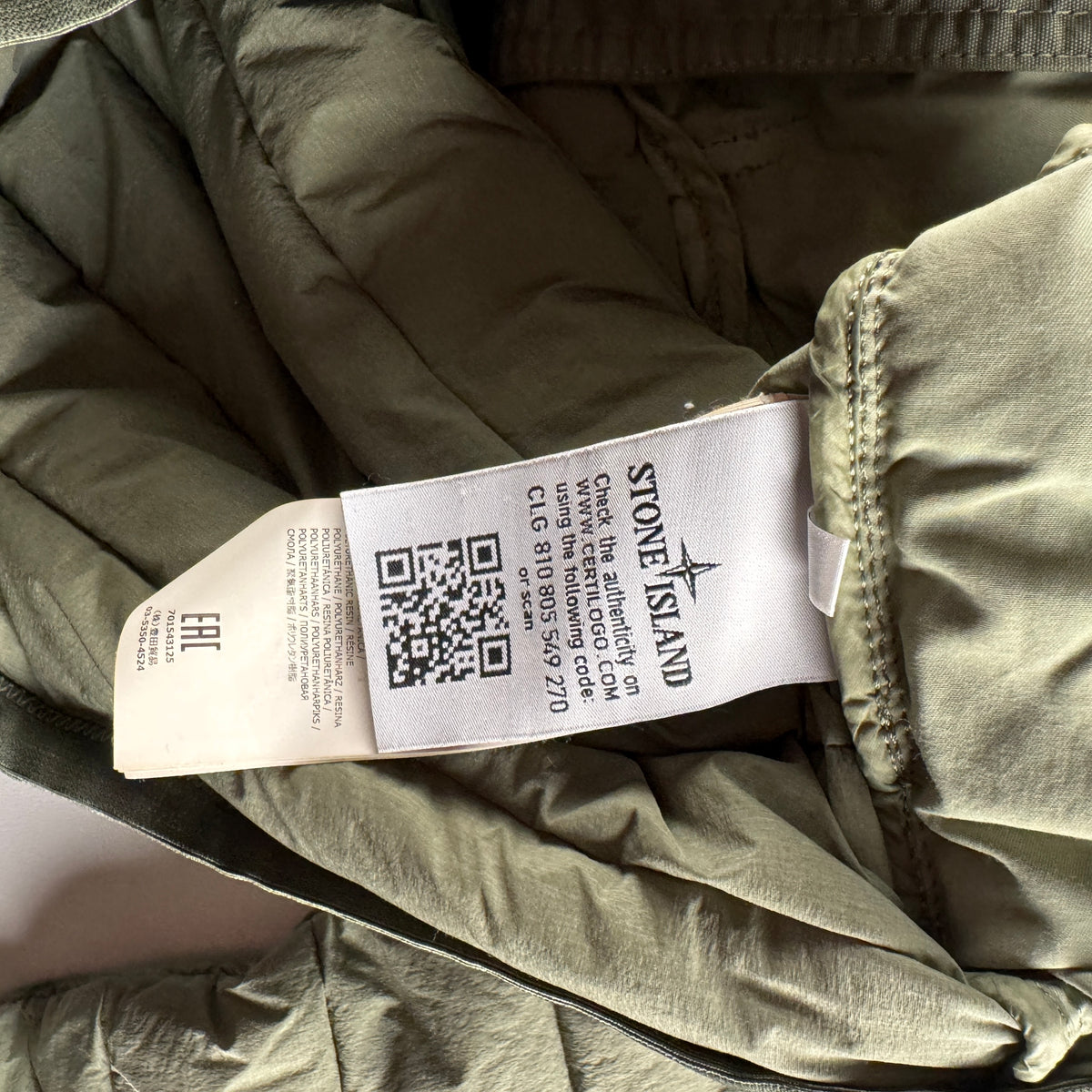 Stone Island Loom Woven Down Chambers Stretch Nylon-TC Green Jacket (M)
