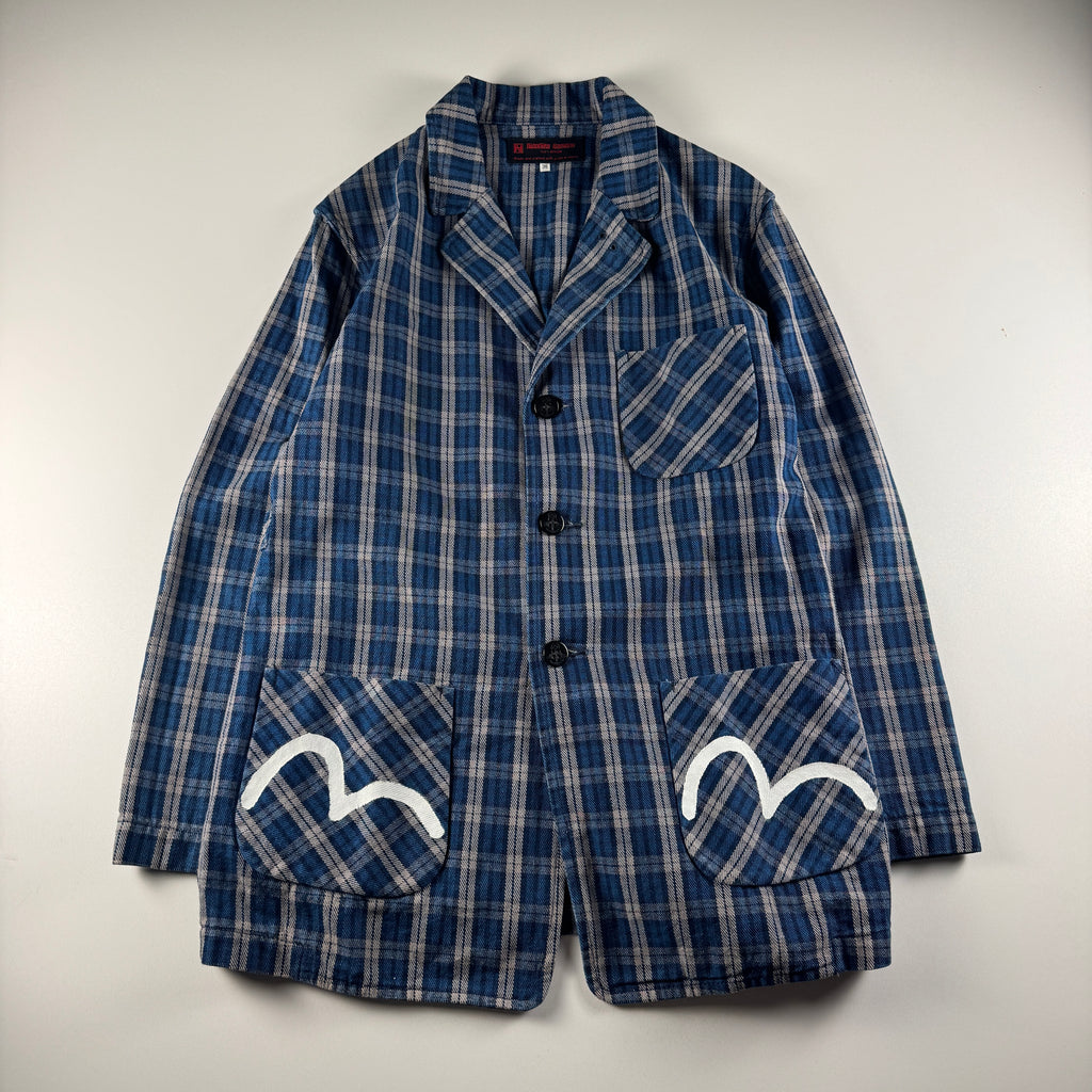 Evisu Check Blue Seagull Tailored Jacket (38 / M)