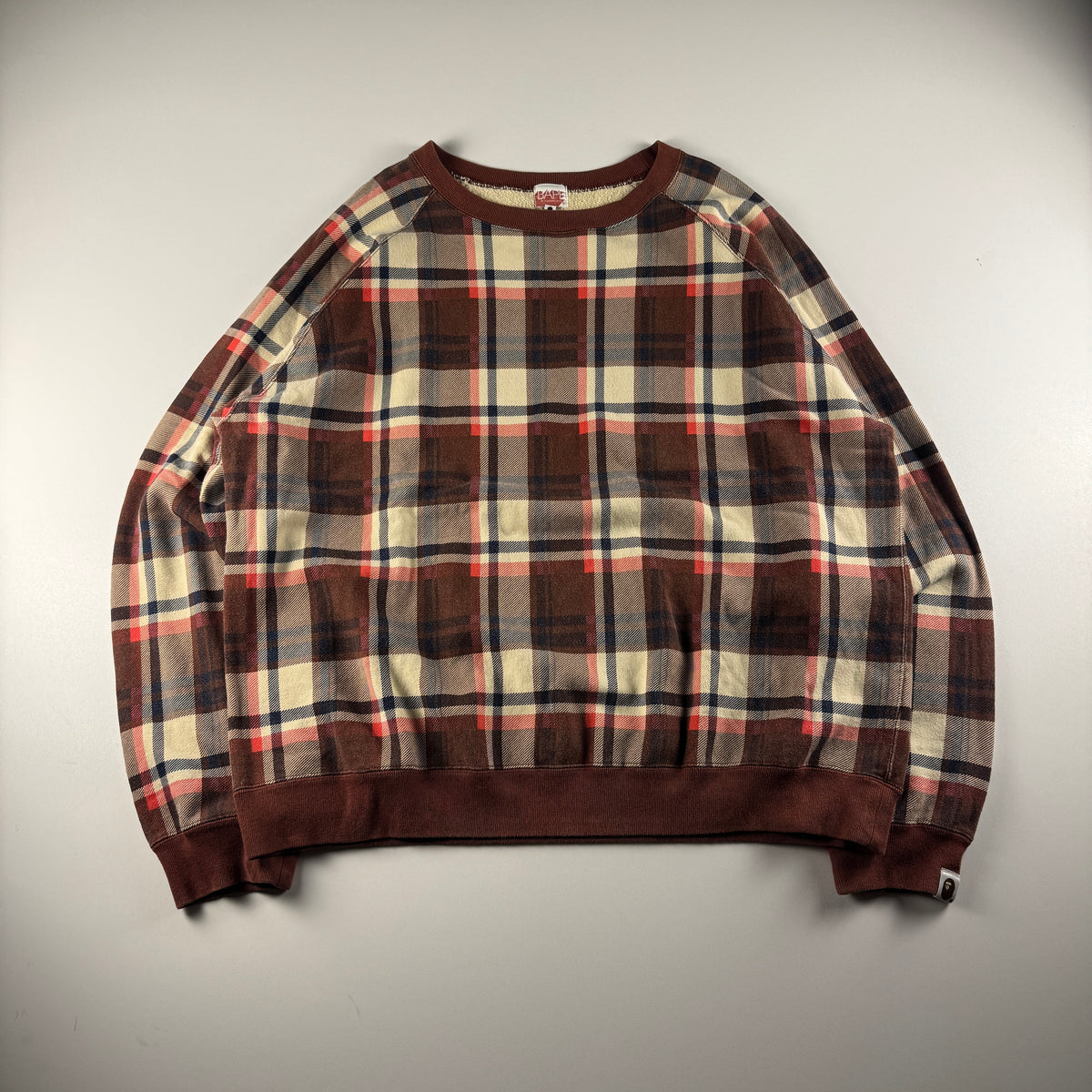 BAPE Red Tartan Check Sweater (L)