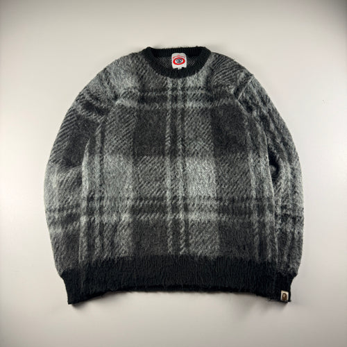 BAPE Tartan Grey Knit Sweater (L)