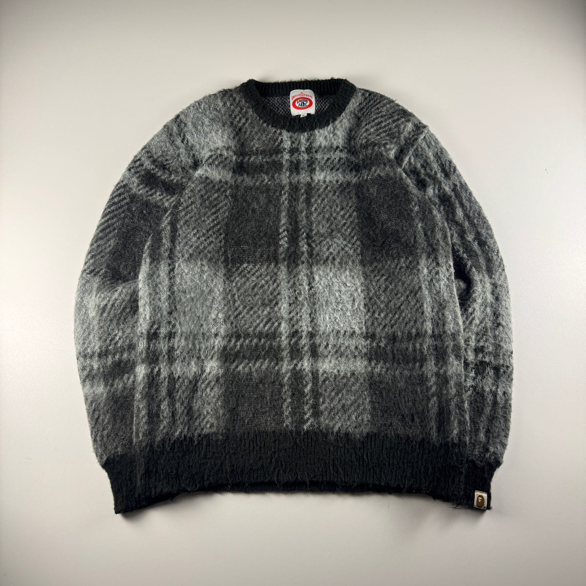 BAPE Tartan Grey Knit Sweater (L)