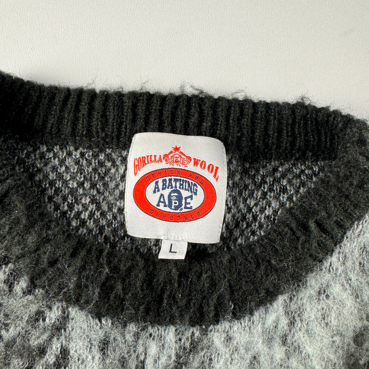 BAPE Tartan Grey Knit Sweater (L)