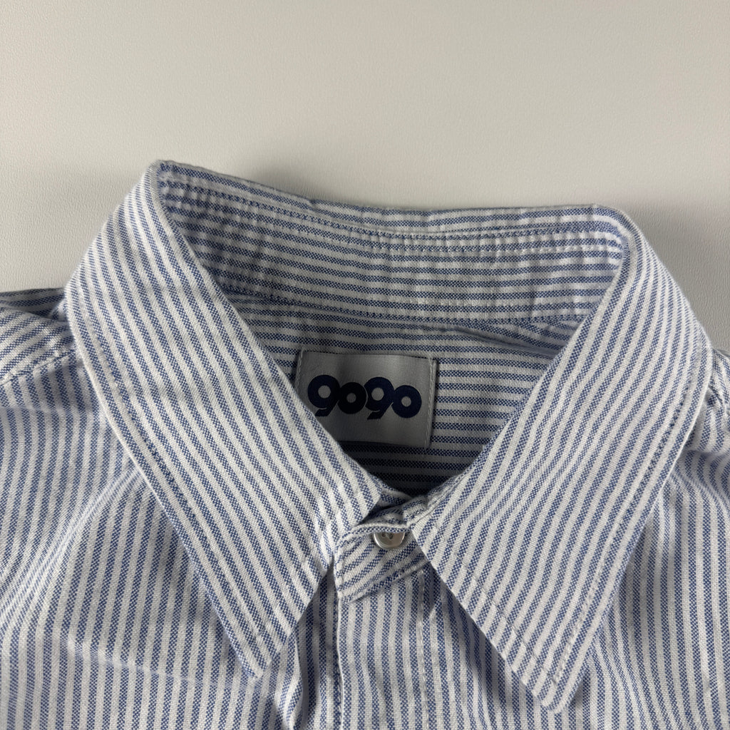 9090 Bone Stripe White L/S Shirt (M)