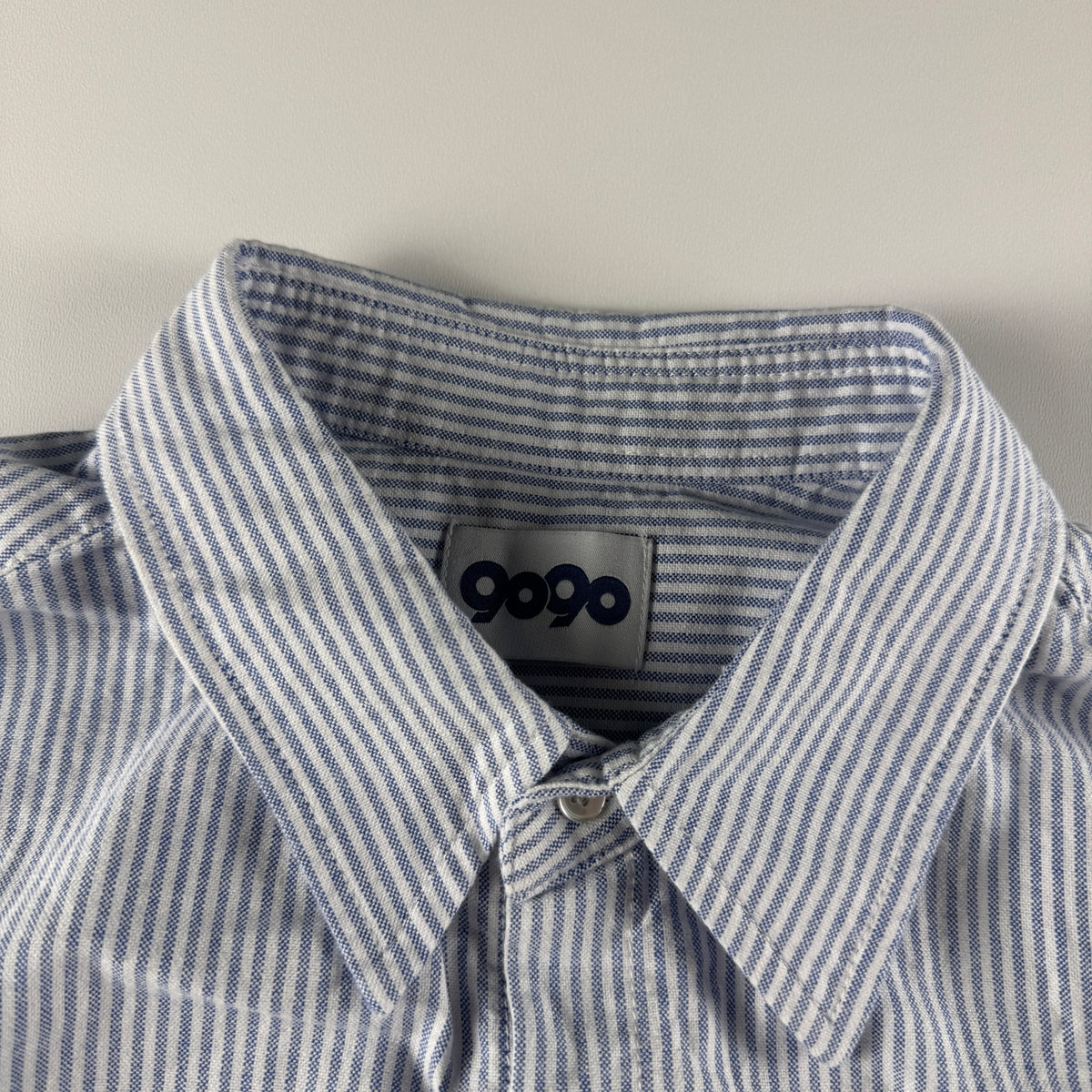 9090 Bone Stripe White L/S Shirt (M)