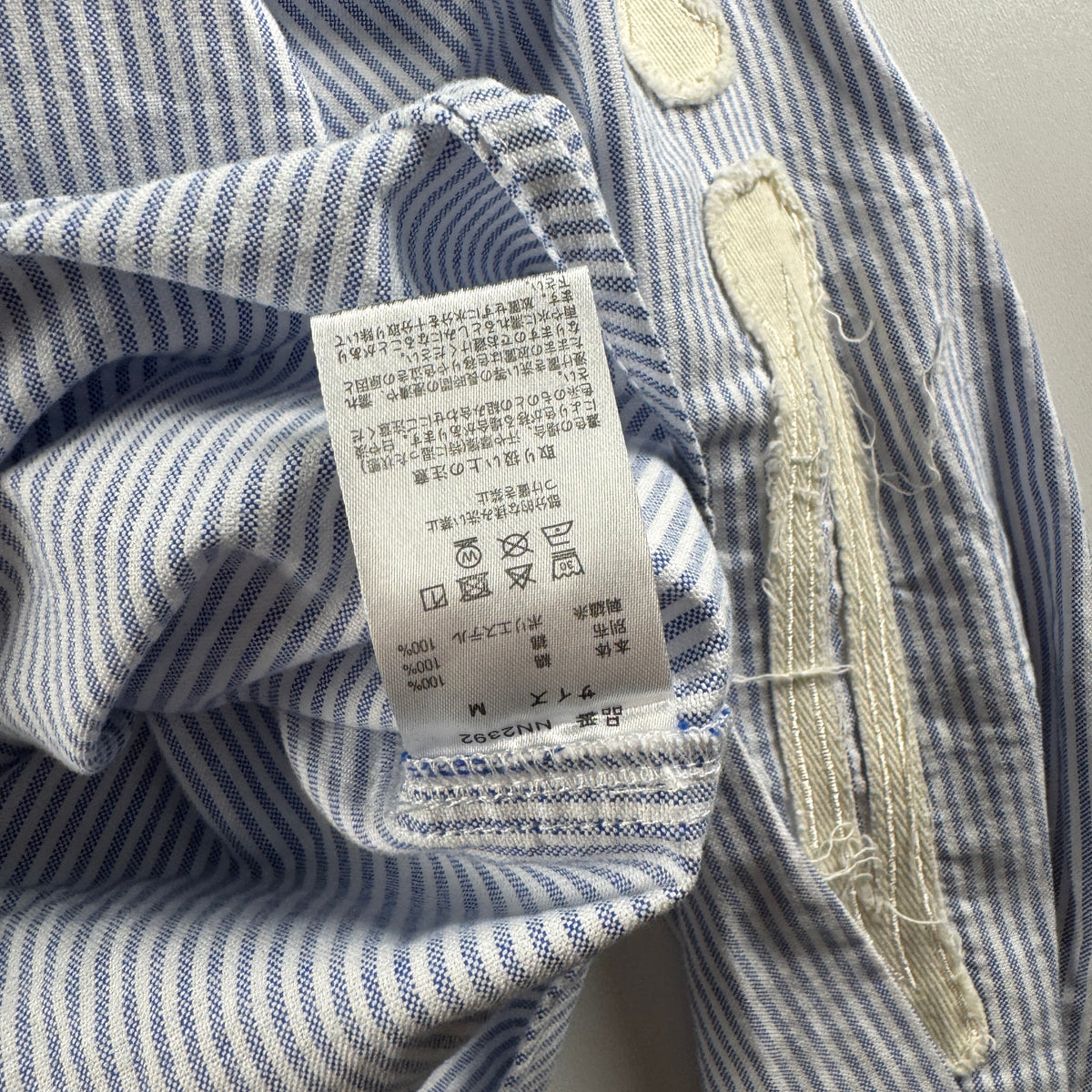 9090 Bone Stripe White L/S Shirt (M)