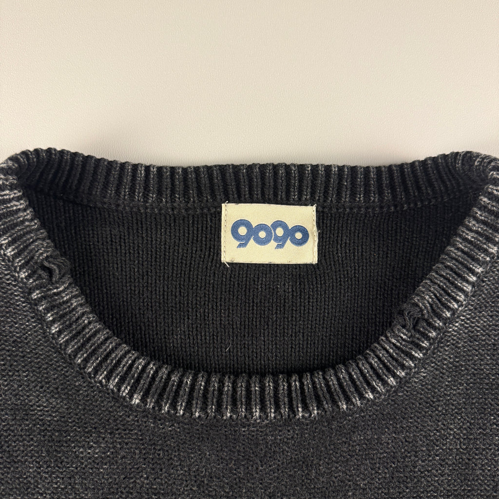 9090 Distressed Black Knit Sweater (M)