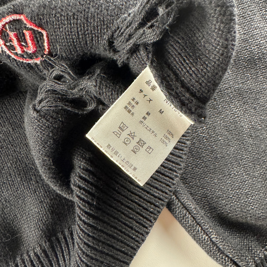 9090 Distressed Black Knit Sweater (M)