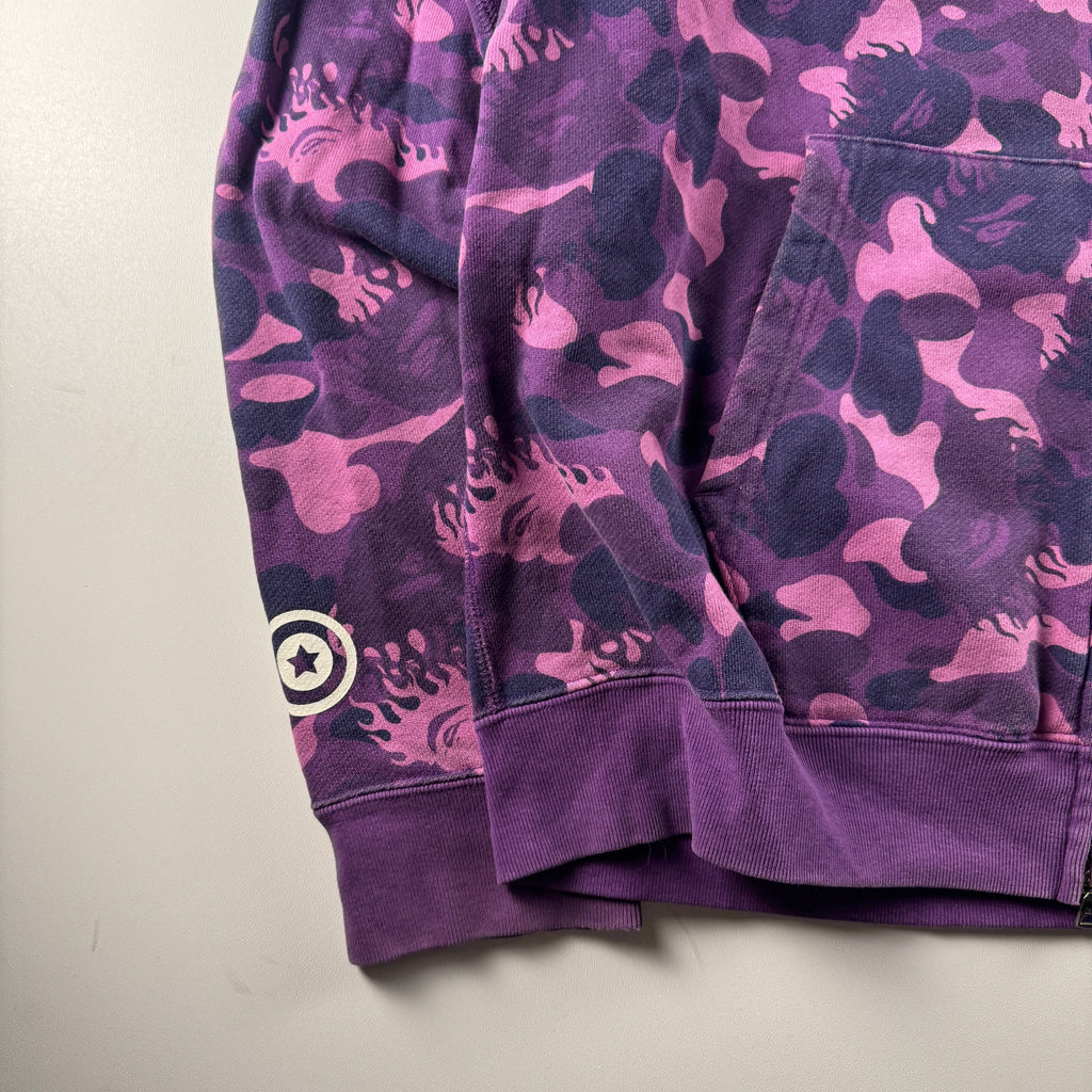 BAPE Flame Purple Camo Shark Full Zip Hoodie (M)